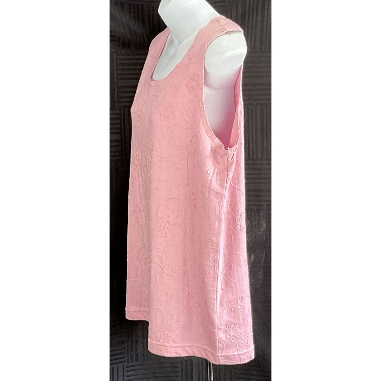 Pinko VINTAGE Northern Isles Tank Shirt Womens L Pink Floral Embroidered Sleeveless Scoop Neck 90s Fairy Size L / US 10 / IT 46 - 2 Thumbnail