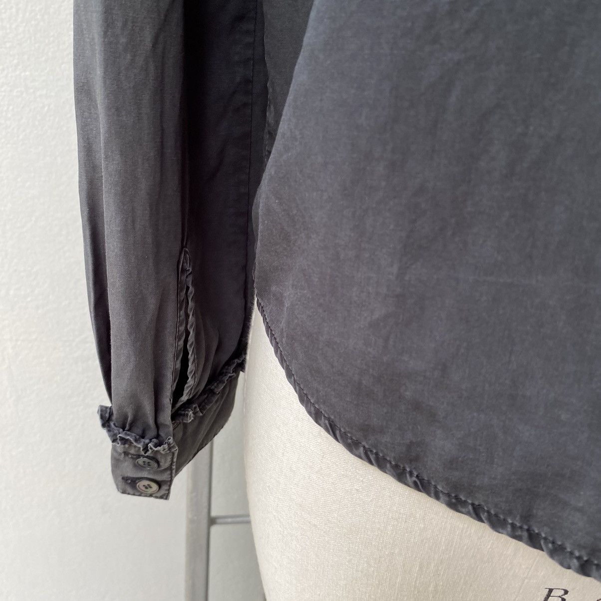 Japanese Brand LA MARINE FRANÇAISE Black Ruffle Collar Puff Shoulder Shirt Size M / US 6-8 / IT 42-44 - 21 Thumbnail