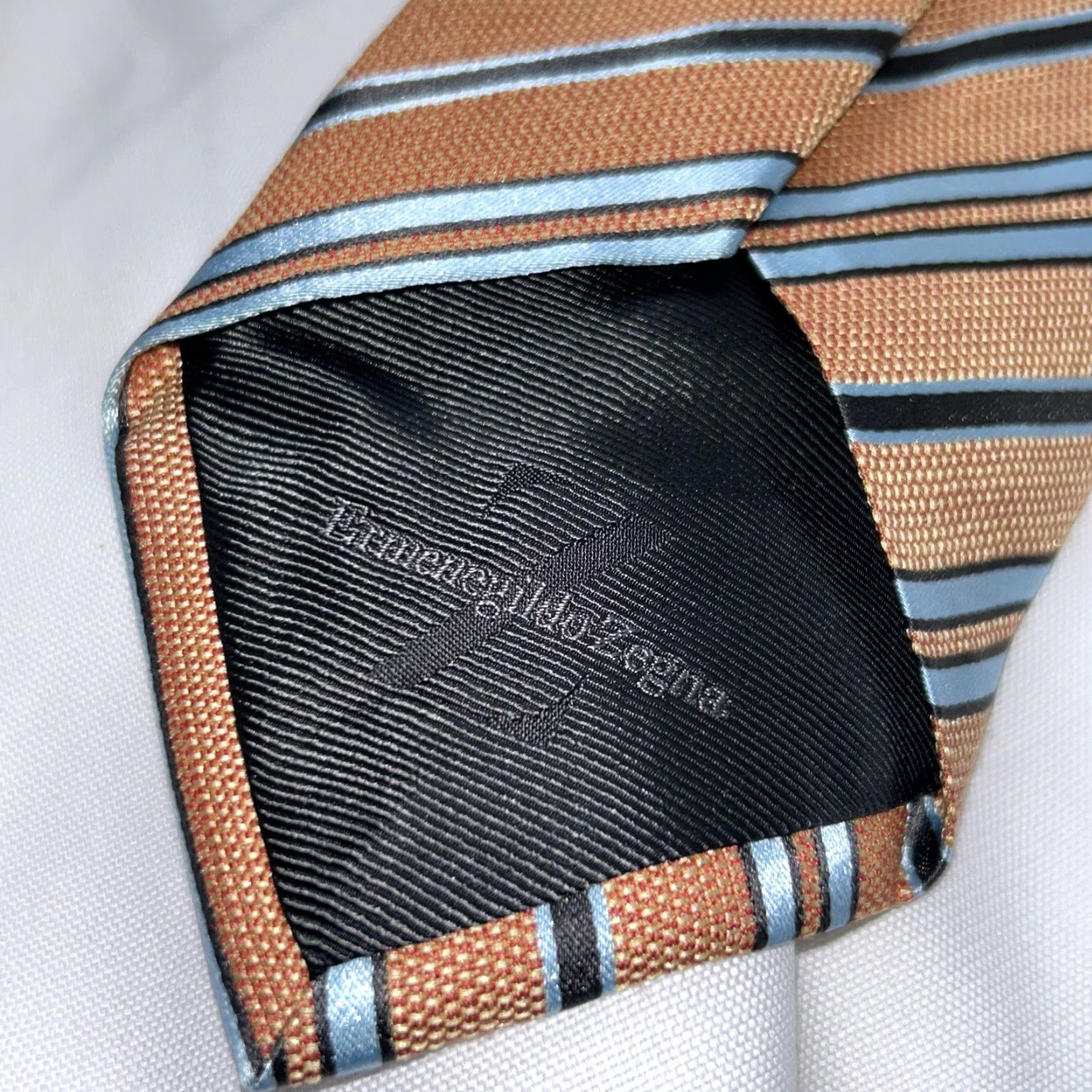 Ermenegildo Zegna Ermenegildo Zegna Italian Silk Tie Rare Color Combo Striped Design Size ONE SIZE - 2 Thumbnail
