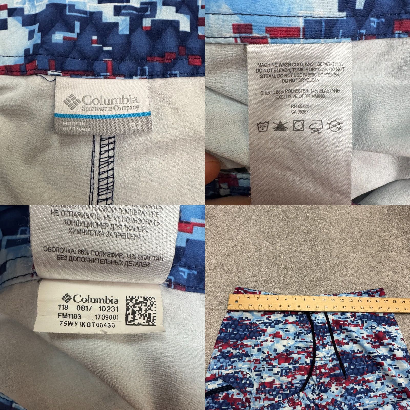 Vintage Columbia PFG Offshore II Omni Shield Swim Trunks Board Shorts Men 32 Multi Geometric Pattern Size US 32 / EU 48 - 8 Thumbnail