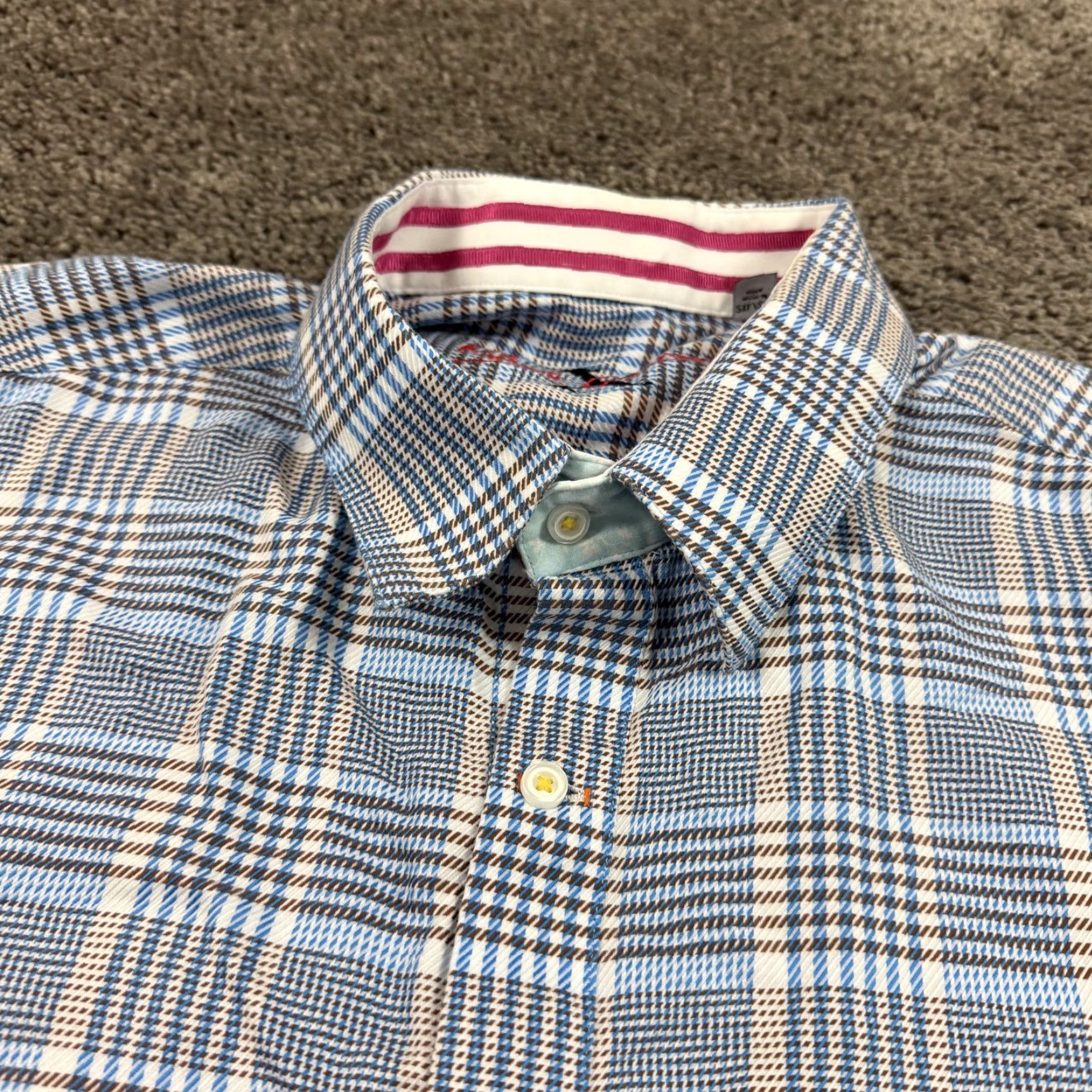 Robert Graham Robert Graham Shirt Mens 2XL Blue Glen Plaid Houndstooth Flip Cuff Long Sleeve Button-Up Casual Party/Cocktail Mens Size US XXL / EU 58 / 5 - 3 Thumbnail