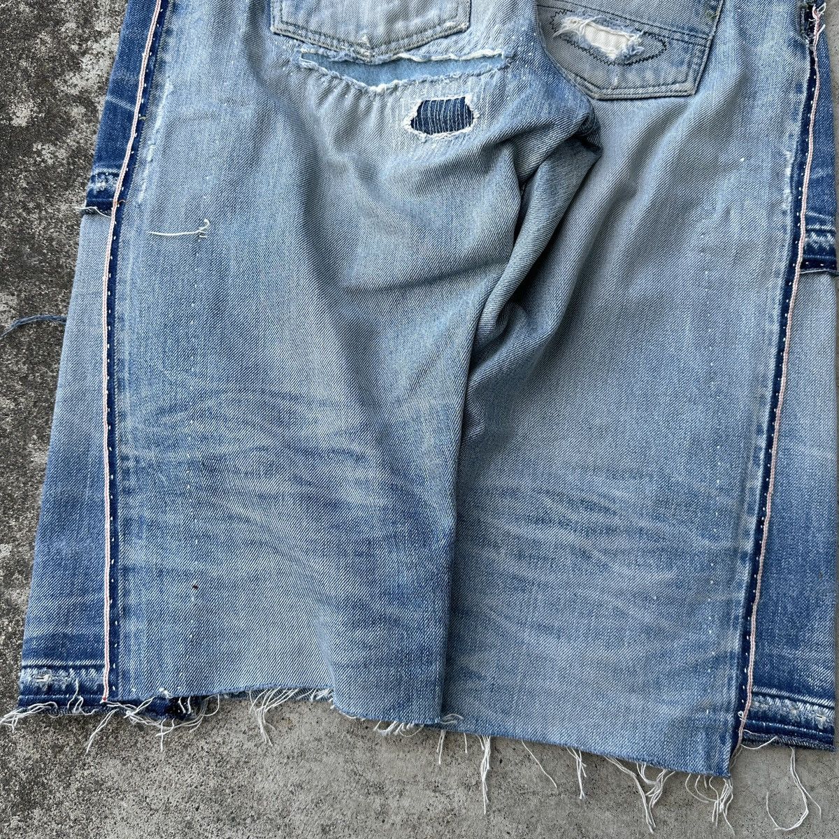 FDMTL Mercedes Benz Selvedge Crash Boro Denim Shorts jort capris Size US 36 / EU 52 - 14 Thumbnail