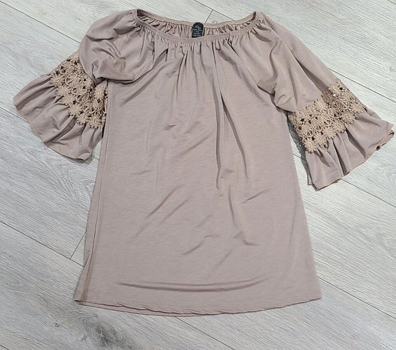 Designer Win Win Tunic Top Brown Beige Ruffle Bell Sleeve small Size M / US 6-8 / IT 42-44 - 1 Thumbnail