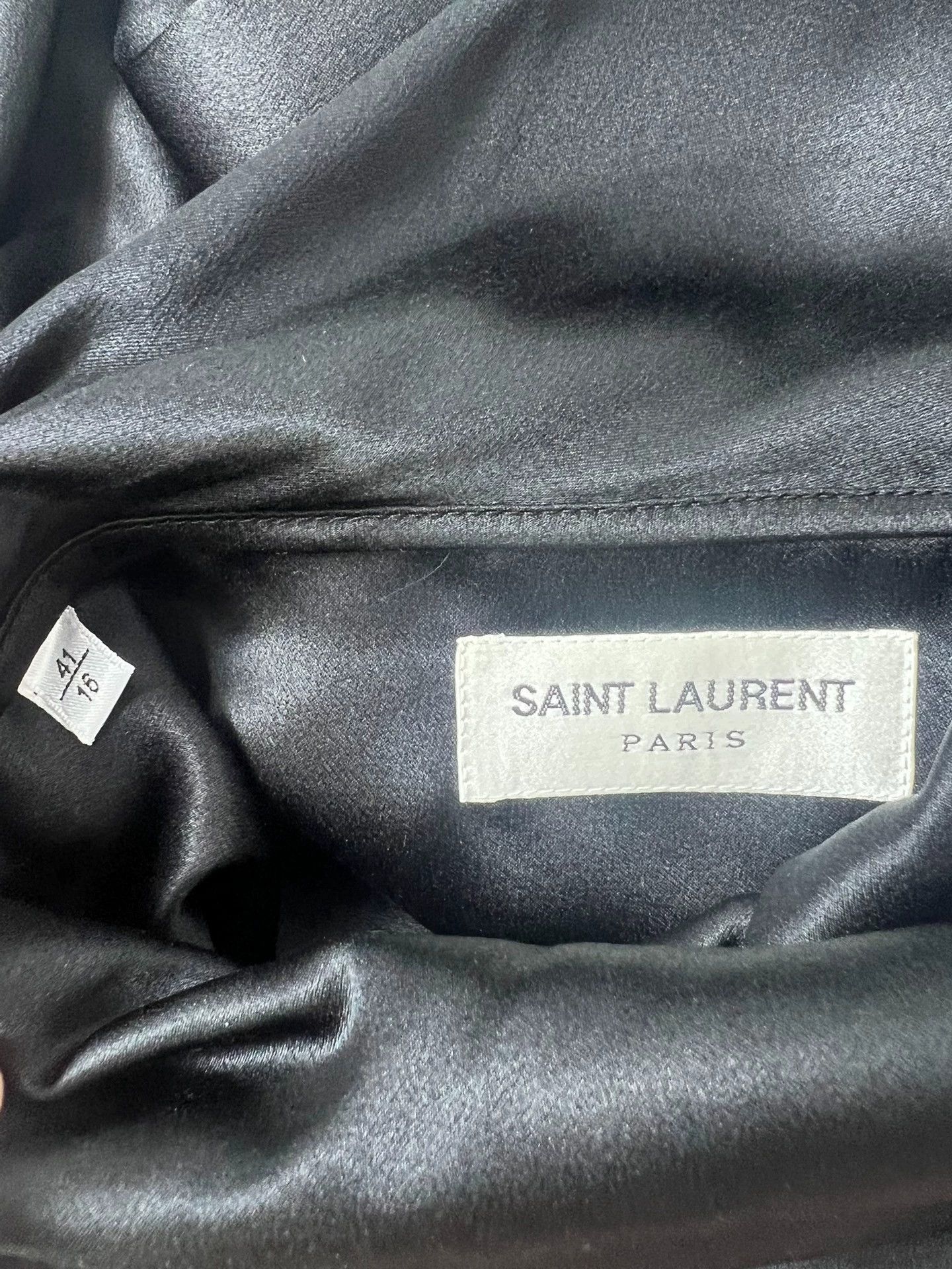 Saint Laurent Paris SLP22FW Saint Laurent Black Silk Asym Scarf Collar Shirt Size US XS / EU 42 / 0 - 5 Thumbnail