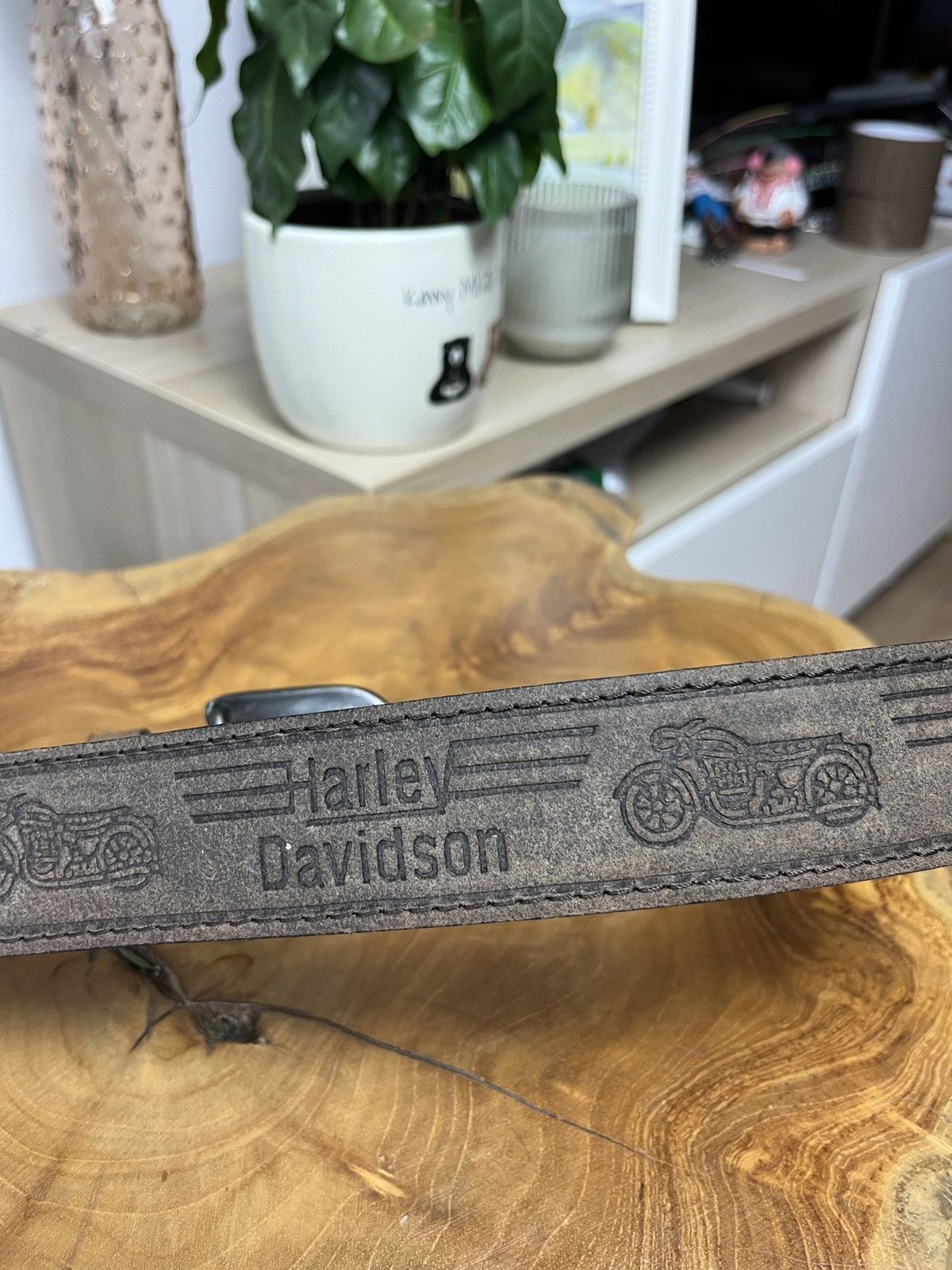 Genuine Leather Harley Davidson 00s vintage chrome plated buckle belt Size ONE SIZE - 3 Thumbnail