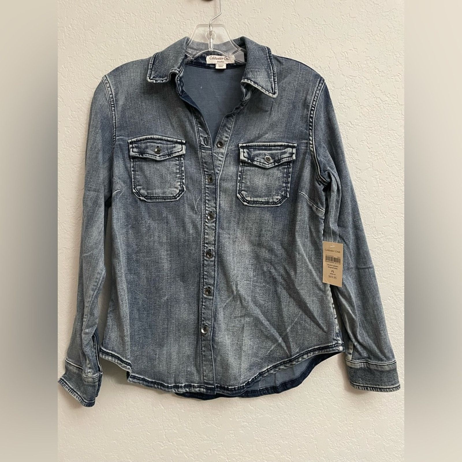 Coldwater Creek Cold water Creek Stretch Denim Button Shirt Petite Small Size S / US 4 / IT 40 - 1 Thumbnail