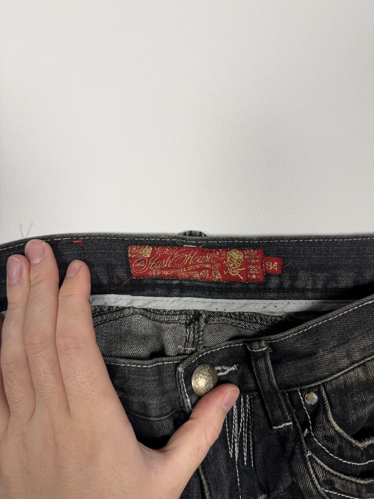 Vintage Y2K Black Wash Denim Jeans Pegasus Embroidery Winged Horse Size US 34 / EU 50 - 8 Thumbnail