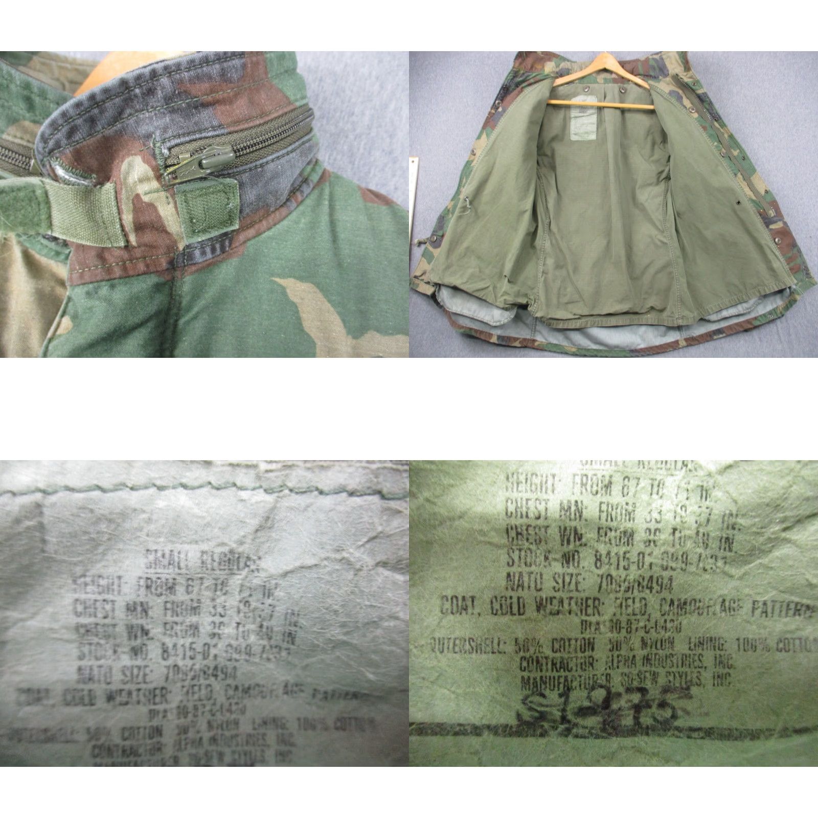 Alpha Industries VINTAGE US Military Cold Weather Field Coat Woodland Camouflage Small Hooded With Liner Size US S / EU 44-46 / 1 - 8 Thumbnail