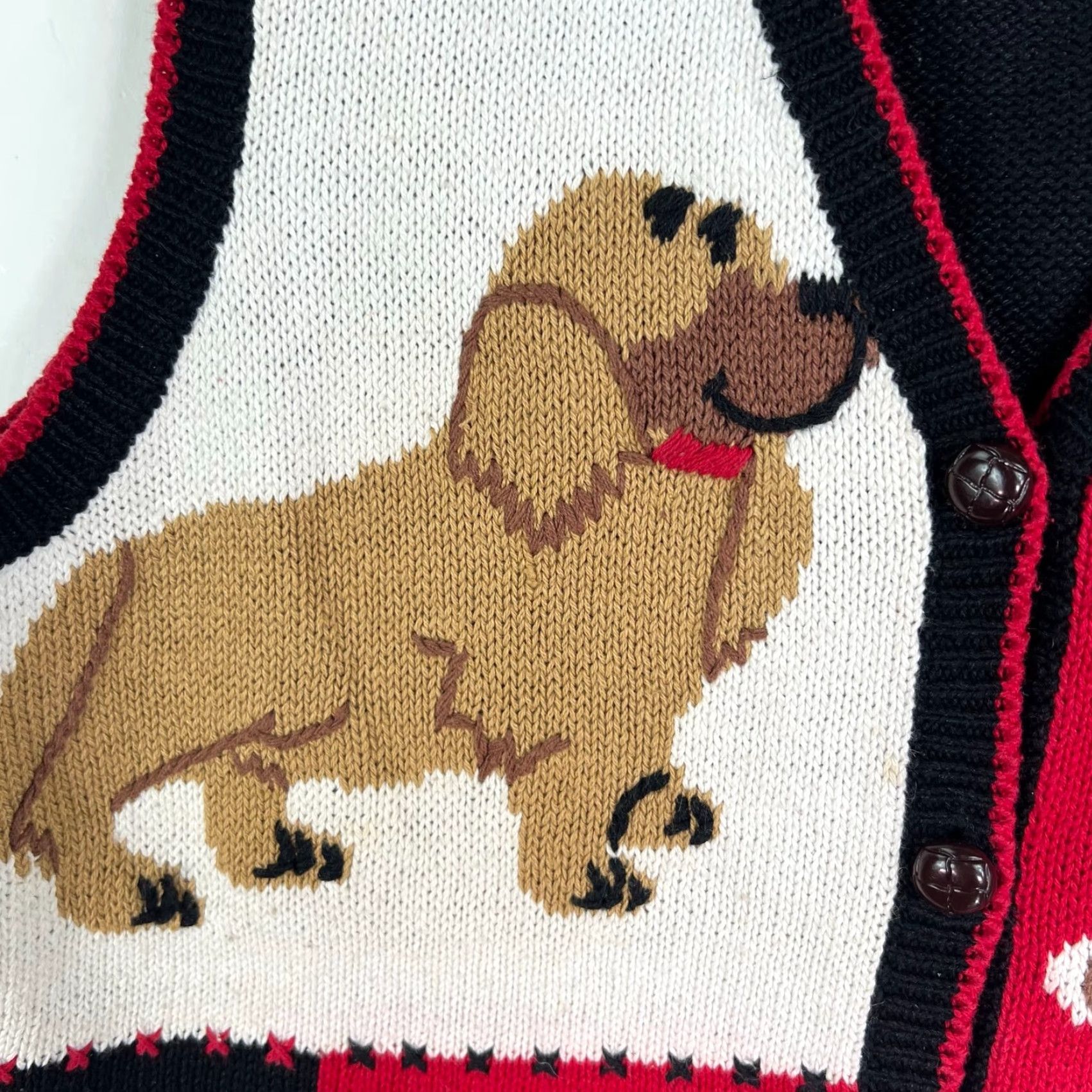 Vintage VINTAGE Capacity Women's Vest Adult Medium Black Dog Bone Knit Sleeveless V-Neck Womens Size M / US 6-8 / IT 42-44 - 4 Thumbnail