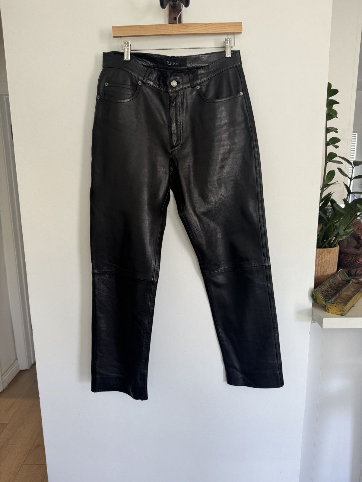 Gucci Vintage Lamb Straight Leg Leather pants Size US 31 - 1 Thumbnail