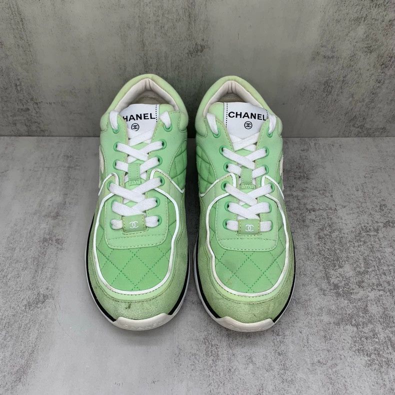 Chanel Chanel Green Diamond Pattern Sneakers Size 38 -2505 Size US 8 / IT 38 - 3 Thumbnail
