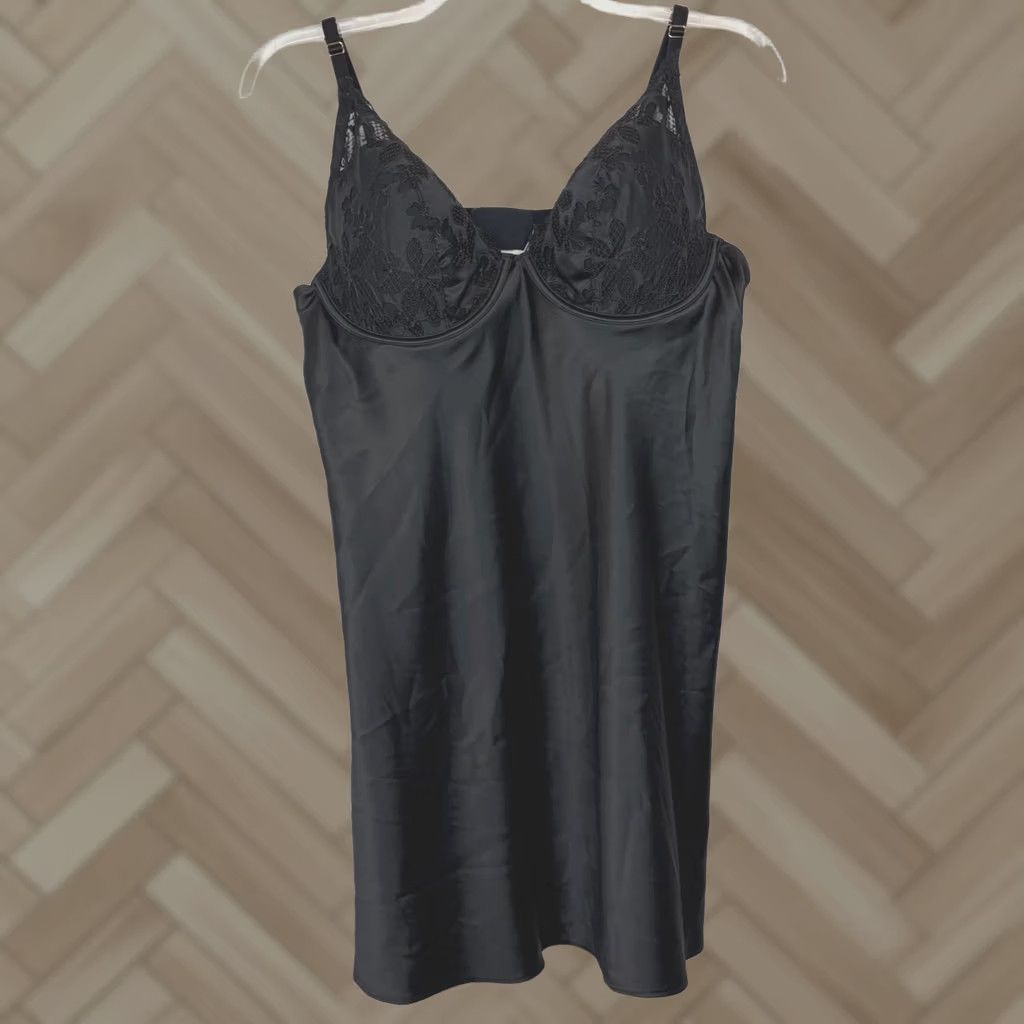 Victoria's Secret Victorias Secret Satin Slip Dress Lace Black Mini XXL Plus Sexy Shiny Size XXL / US 16-18 / IT 52-54 - 1 Thumbnail