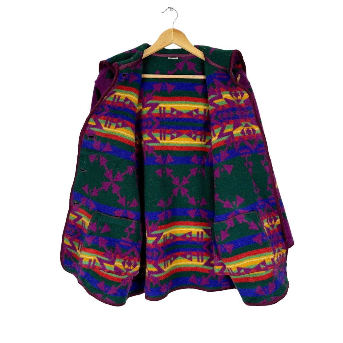 Benetton ⚡️UNITED COLORS OF BENETTON HOODIE FUR NAVAJO JACKET Size M / US 6-8 / IT 42-44 - 7 Thumbnail