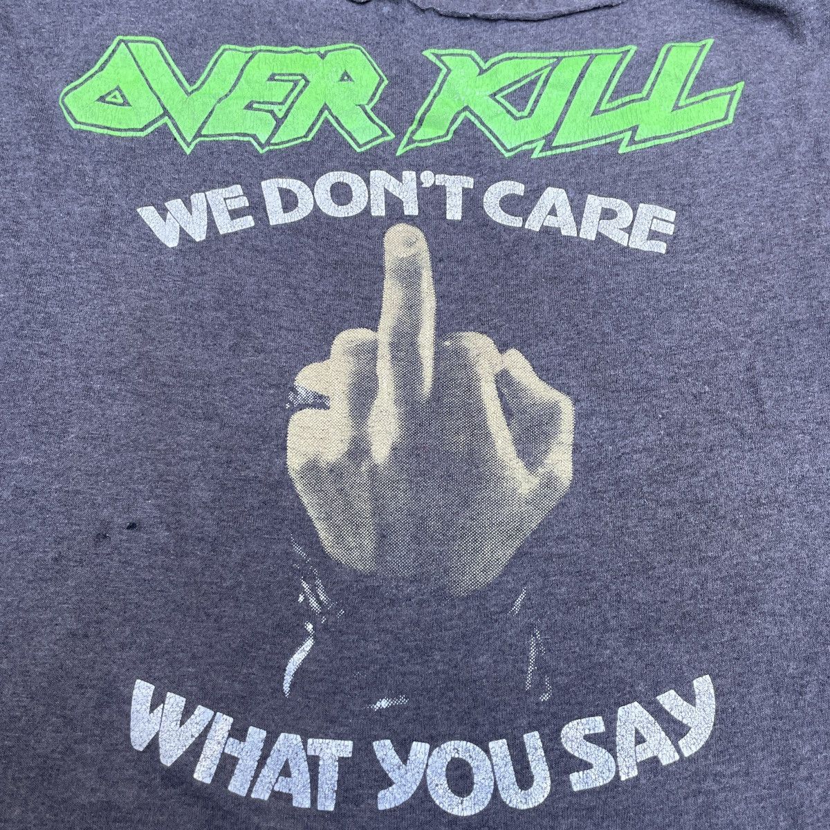 Band Tees Vintage Overkill Band T-Shirt – Thrashed Cut-Off Sleeveless Size US XL / EU 56 / 4 - 3 Thumbnail