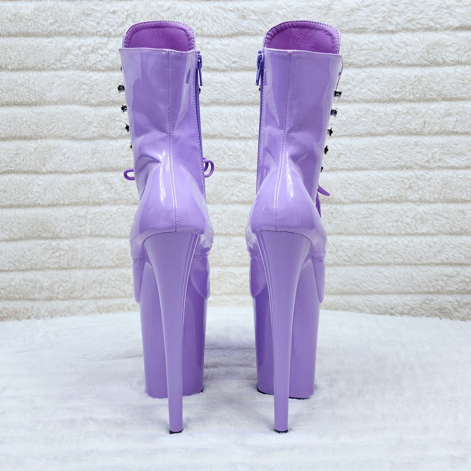 Other Flamingo 1020 Lilac Purple Patent 8" Heel Platform Ankle Boo Size US 11 / IT 41 - 2 Thumbnail