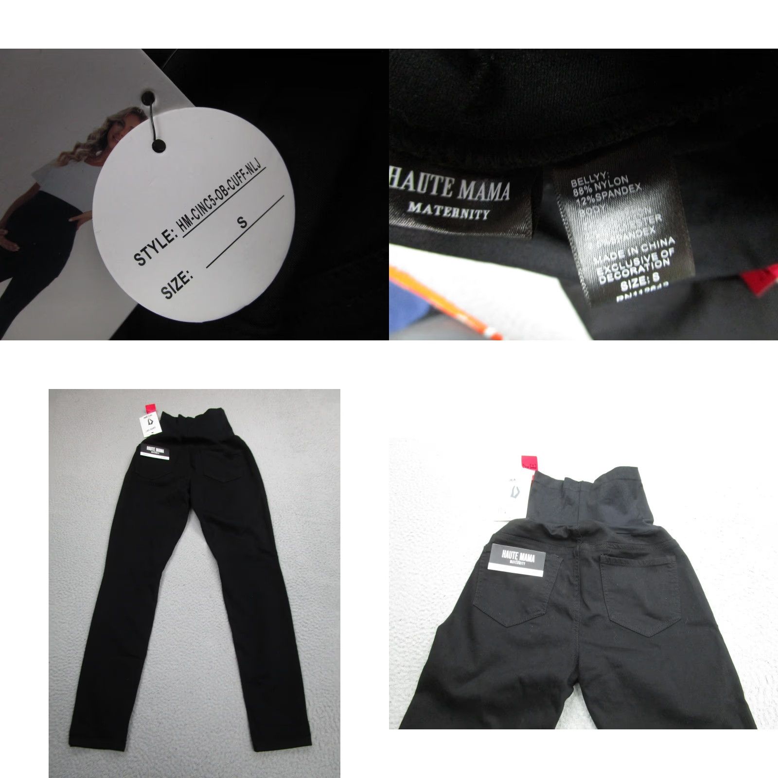 Vintage Haute Mama Maternity Pants Womens Small Black Super Soft Over Belly Stretch Size 28" / US 6 / IT 42 - 8 Thumbnail