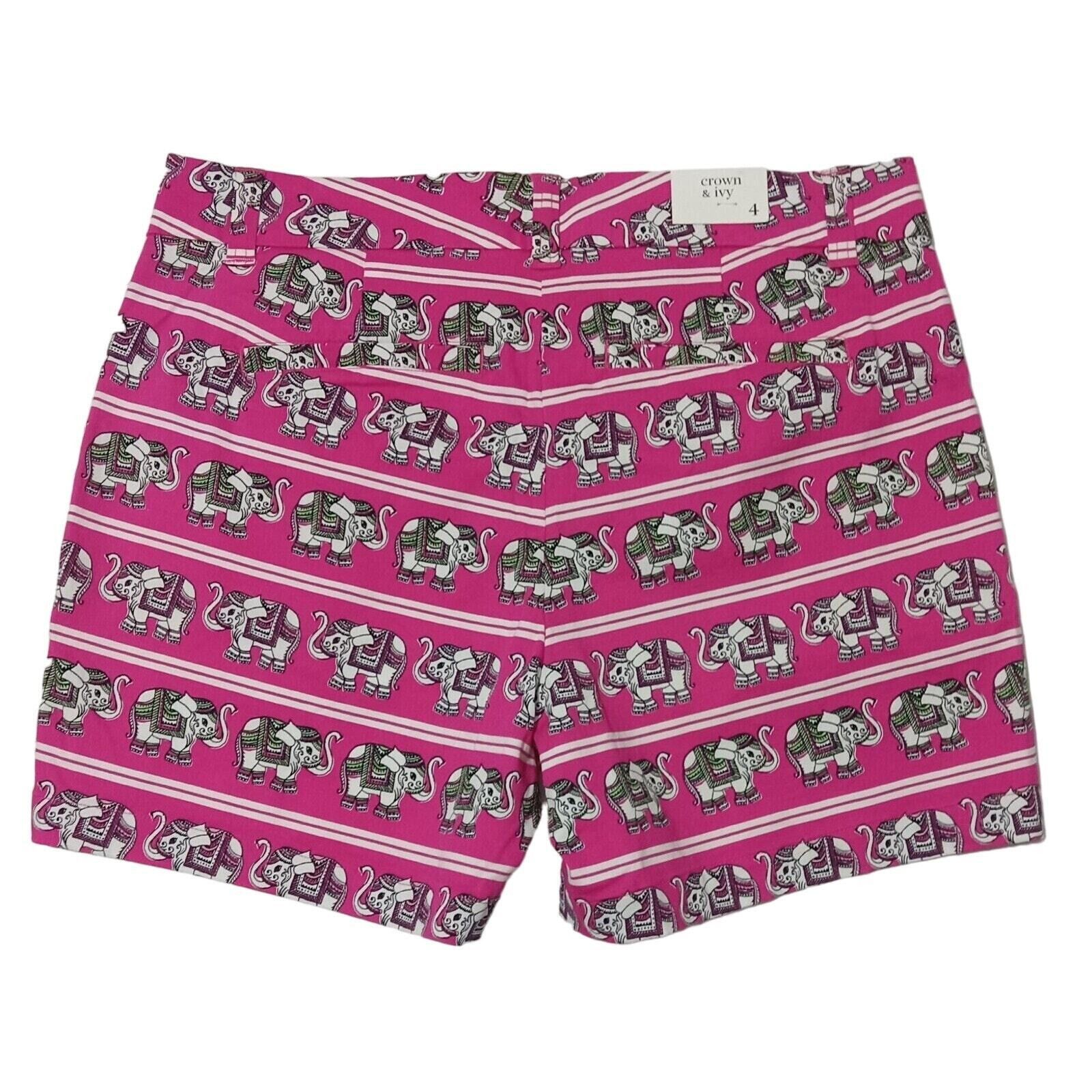 Crown Cap New Crown & Ivy Shorts 4 Women's Stretch Striped Elephants Size 27" / US 4 / IT 40 - 2 Thumbnail