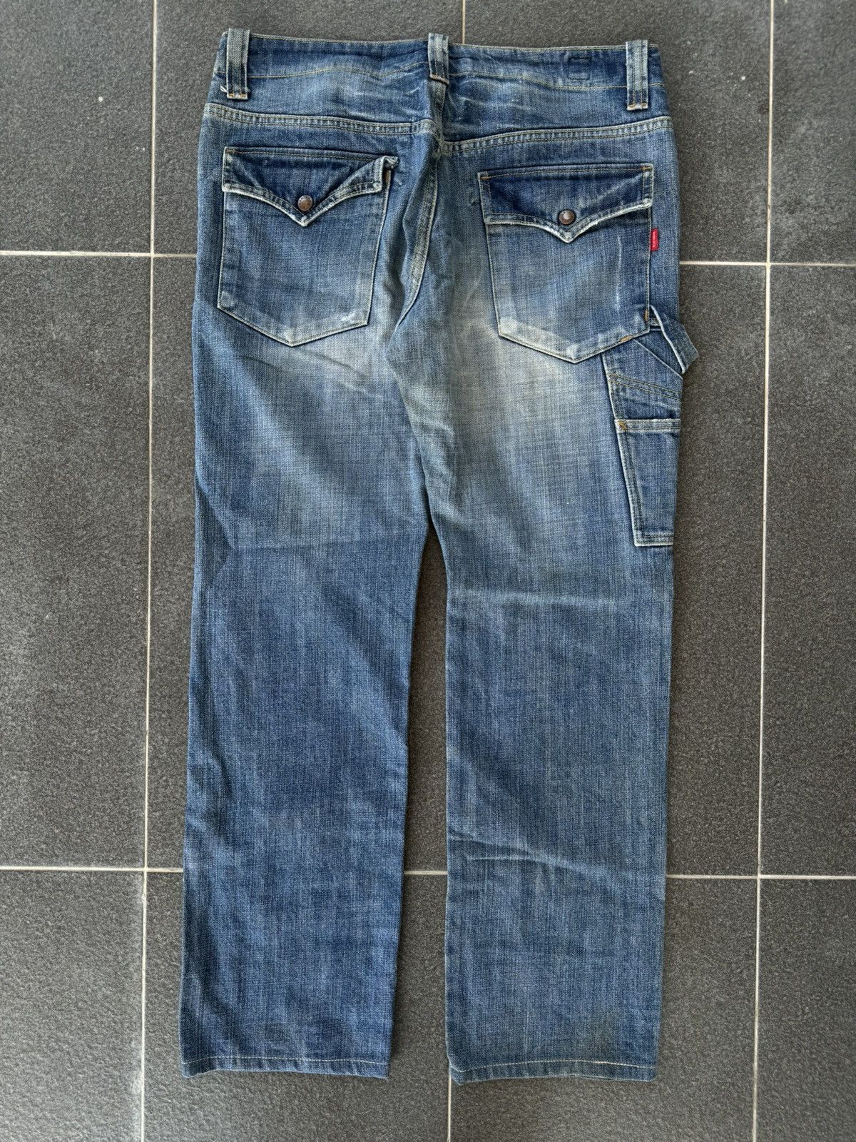 Japanese Brand Vintage Bartack Cargo Carpenter Jeans Size US 33 - 11 Thumbnail