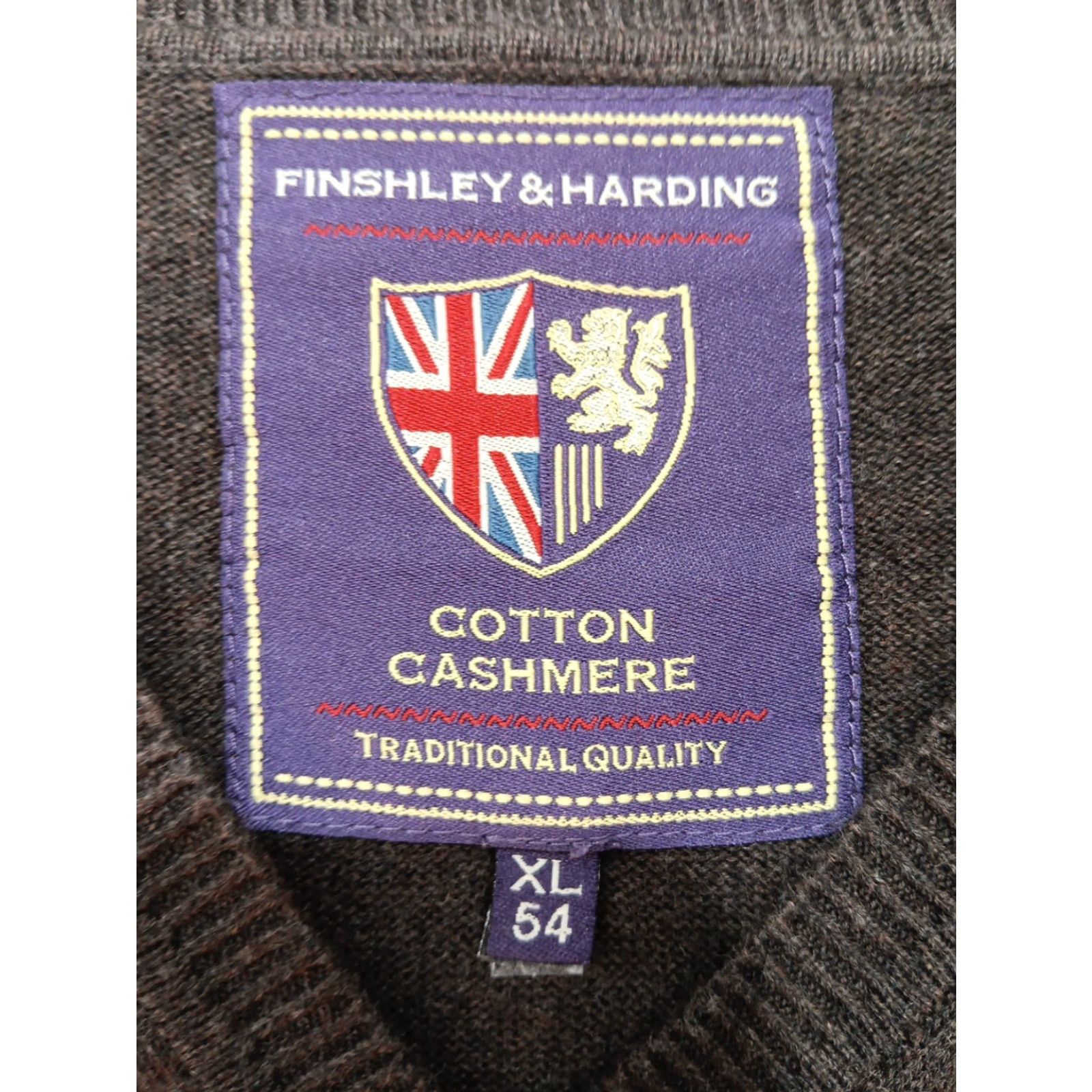Vintage Finshley & Harding Sweater Men XL Brown V-Neck Pullover Cashmere Blend Knit Size US XL / EU 56 / 4 - 3 Thumbnail