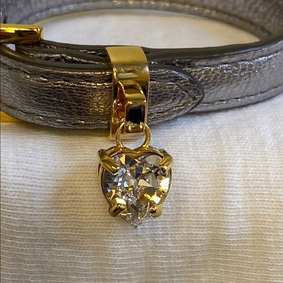 Miu Miu Miu Miu Silver Leather Bracelet with Rhinestone (7.5in) Size ONE SIZE - 4 Thumbnail