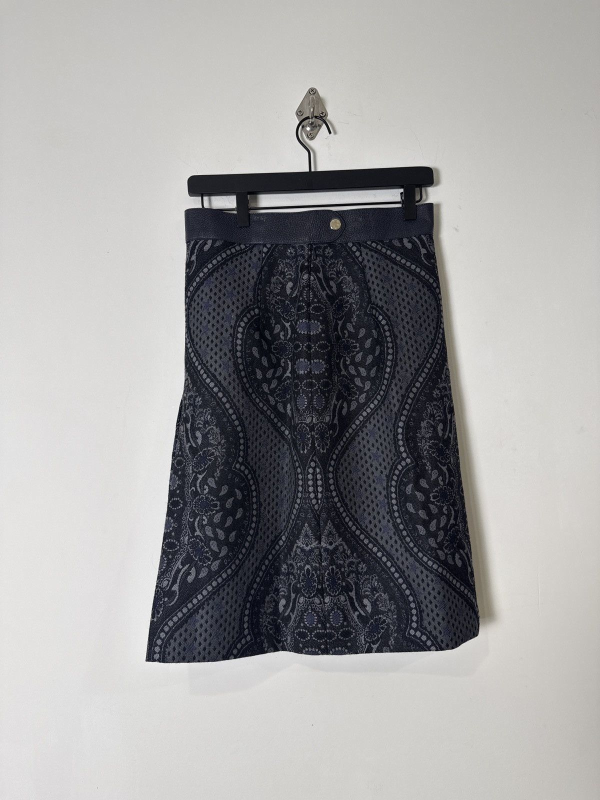 Hermes Hermès Paris Wool Pattern Skirt w/ Leather Waistband Size 27" / US 4 / IT 40 - 1 Thumbnail
