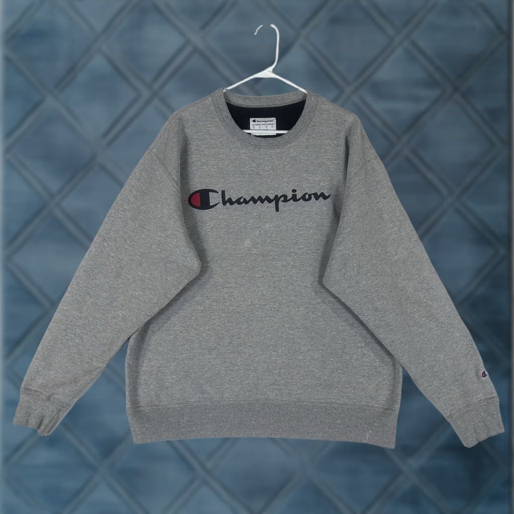 Champion Champion Sweatshirt Mens XL Crewneck Classic Big Logo Athletic Fleece Pullover Gray Logo Mens XL Size US XL / EU 56 / 4 - 1 Thumbnail