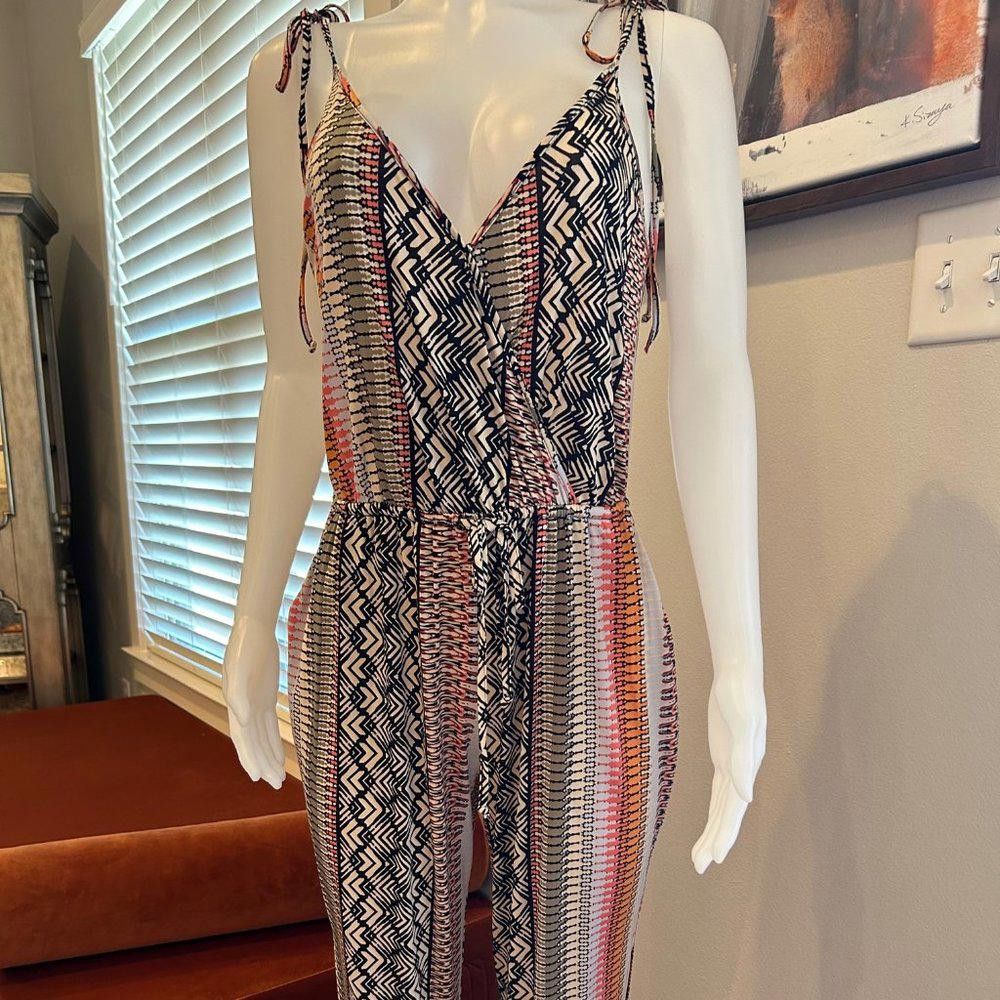 Designer BCBGeneration Tribal/Aztec Print Multicolor Stretch Jumpsuit Size 32" / US 10 / IT 46 - 2 Thumbnail