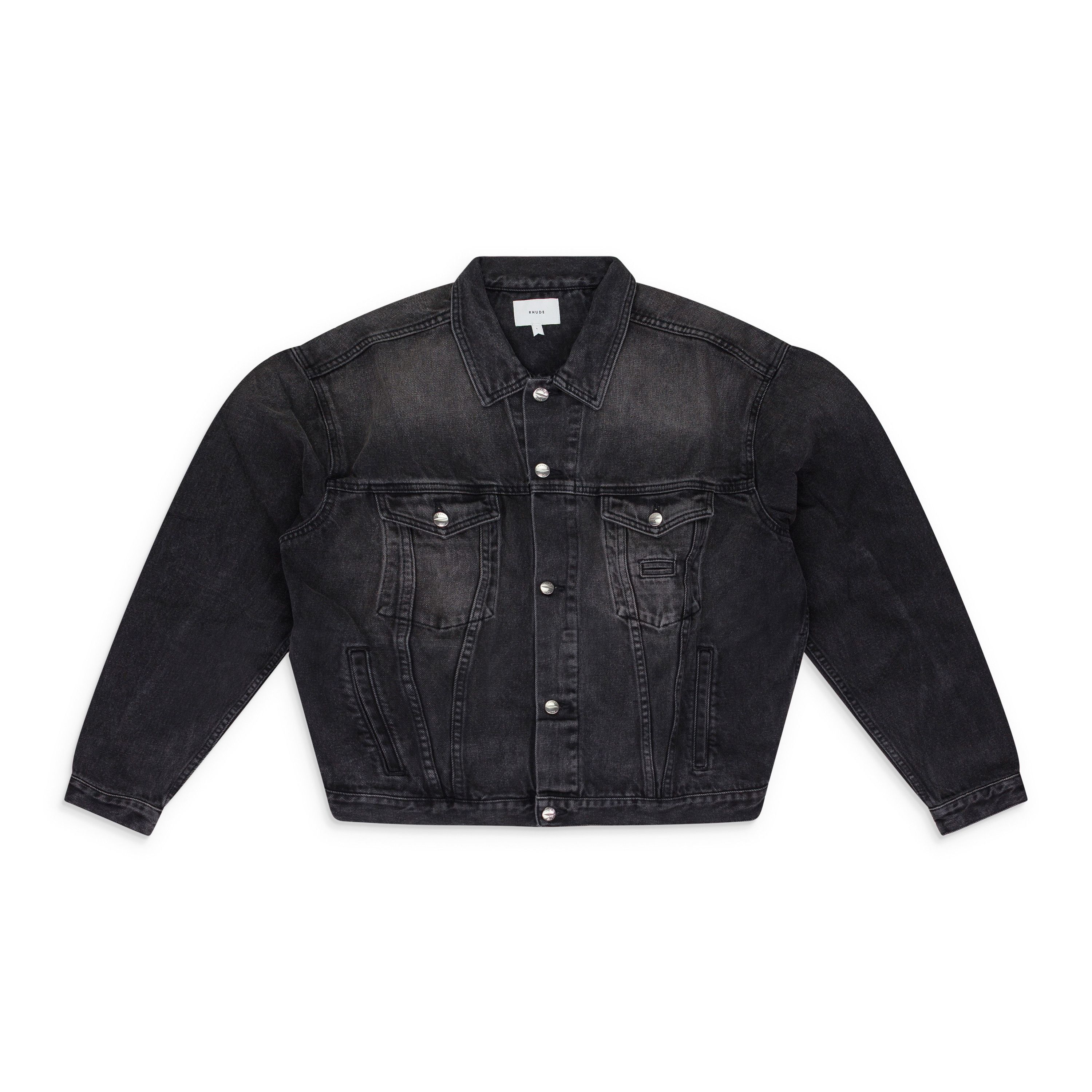 Rhude BLACK OVERSIZED DENIM TRUCKER JACKET SIZE S