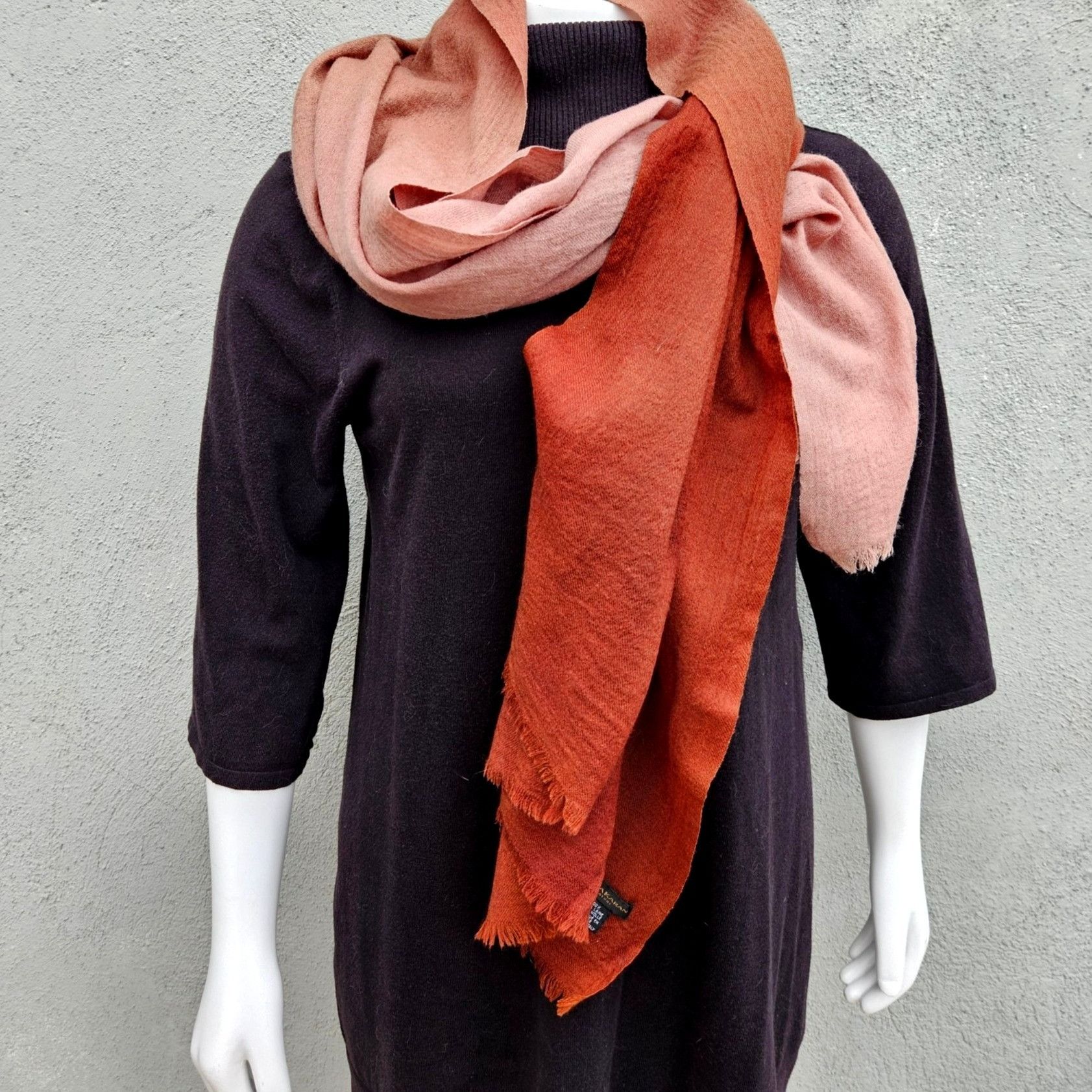 Donna Karan Vintage Donna Karan Signature Wool Shawl Wrap Rust Blush Omb Size ONE SIZE - 3 Thumbnail
