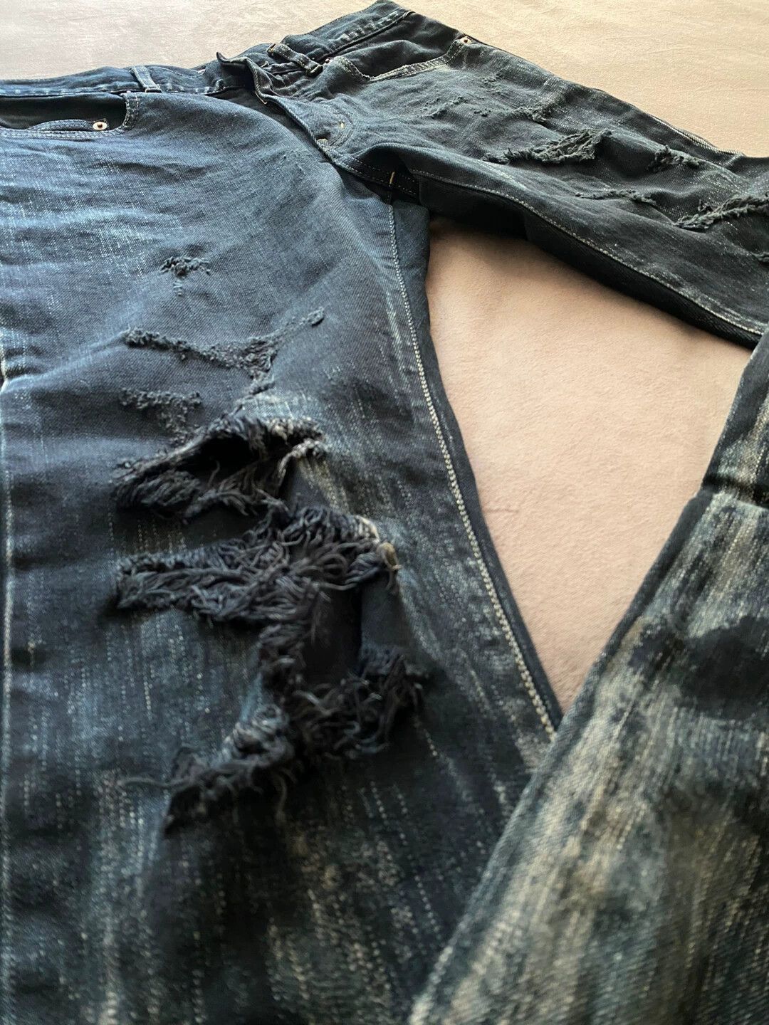 Saint Laurent Paris Saint Laurent Paris Blue Destruction Jeans Size US 30 / EU 46 - 5 Thumbnail