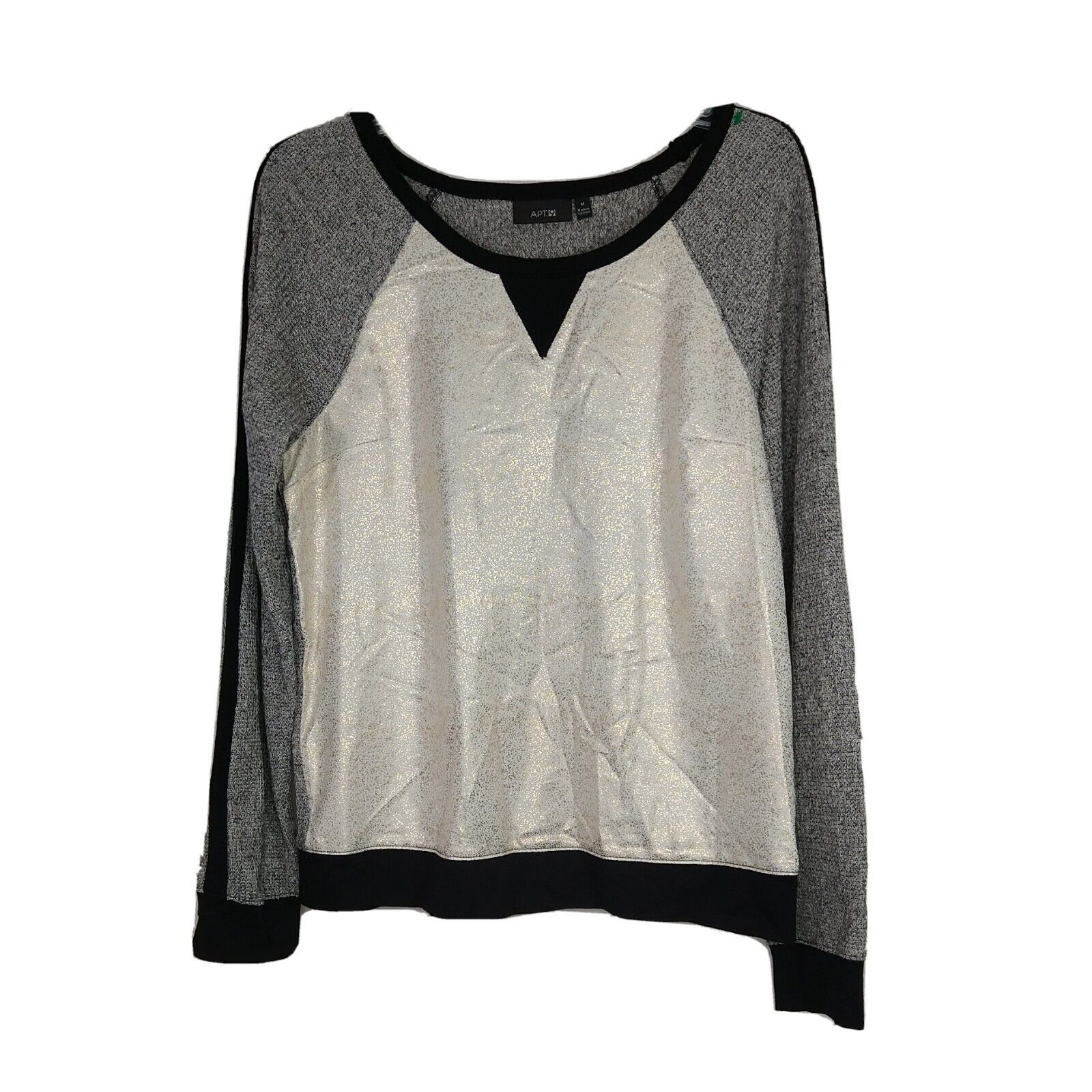 Apt. 9 Apt 9 Knit Top Women Size M White Gold Metallic Black Size M / US 6-8 / IT 42-44 - 1 Thumbnail