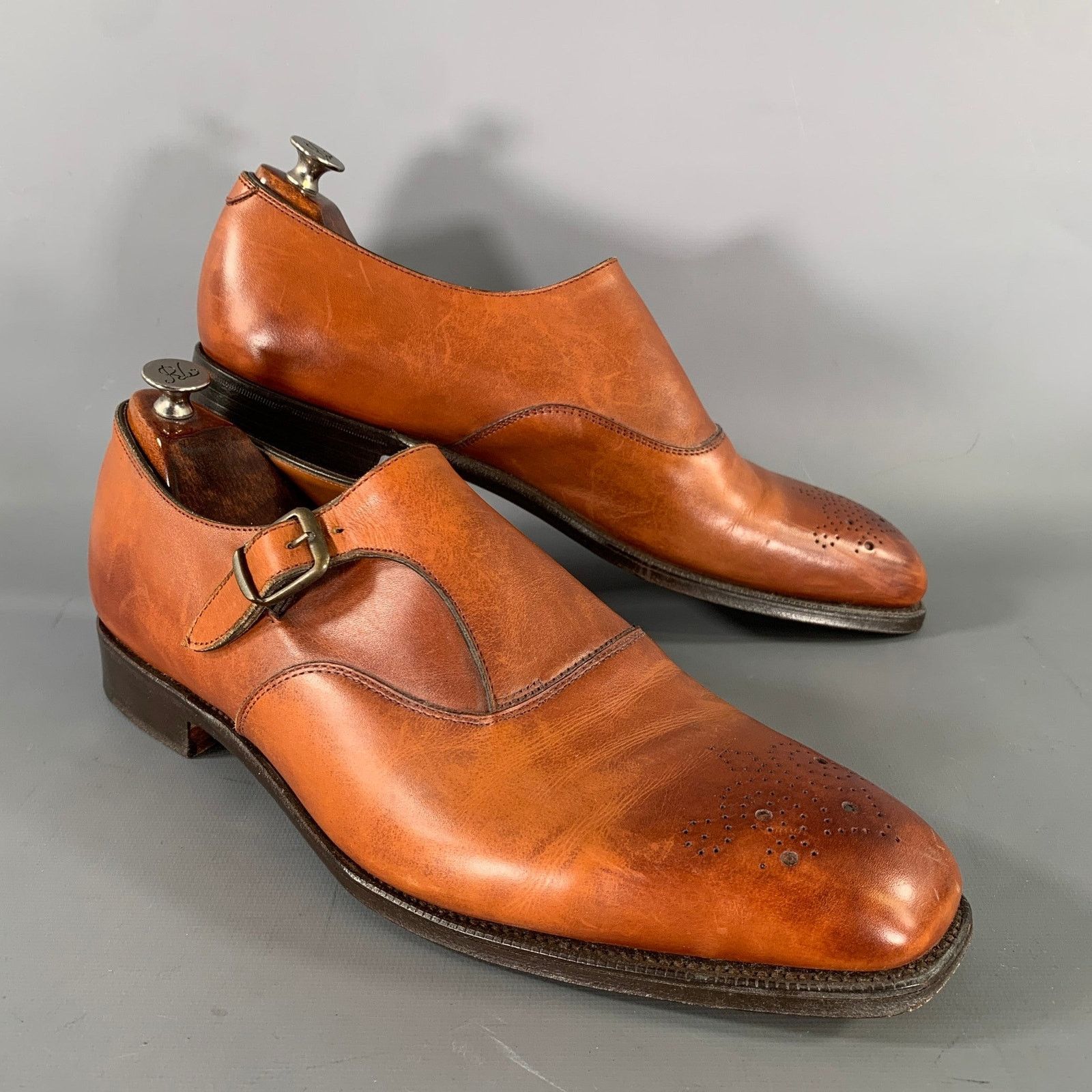 Ralph Lauren RALPH LAUREN 8.5 Brown Wingtip Leather Monk Strap Loafers Size US 8.5 / EU 41-42 - 1 Thumbnail