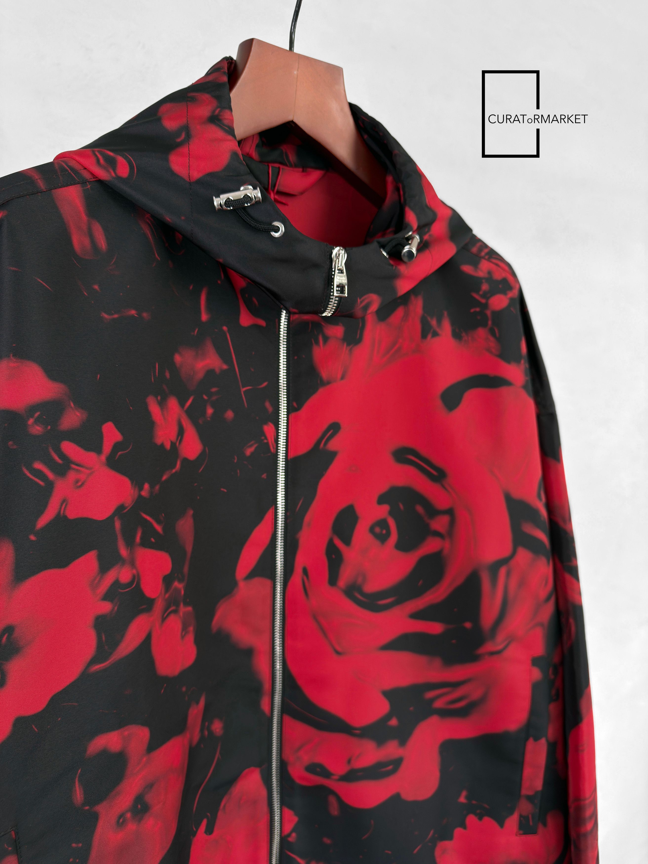 Alexander McQueen EU48 Waxed Flower Abstract Print Hooded Zip Windbreaker FW24 Size US M / EU 48-50 / 2 - 3 Thumbnail
