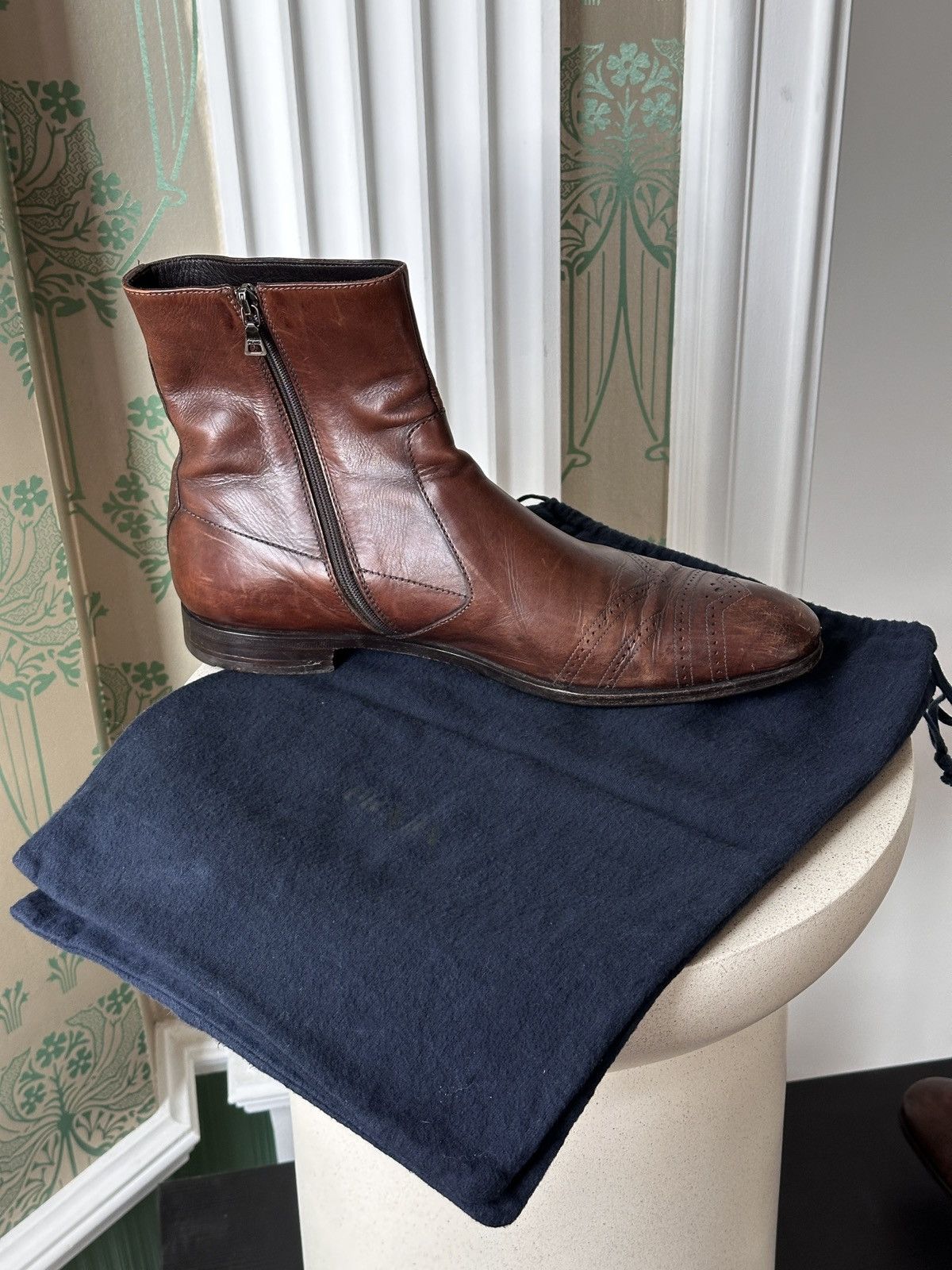 Prada PRADA Zip Brown Leather Perforation Boots Size: 8,5 / 42,5 Size US 8.5 / EU 41-42 - 19 Thumbnail