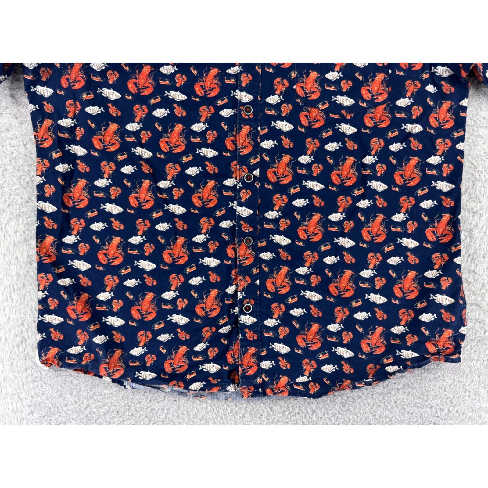 Vintage Sunrise Kingdom Shirt Mens Large Blue Red Lobster Hawaiian Cotton Button-Up Size US L / EU 52-54 / 3 - 5 Thumbnail