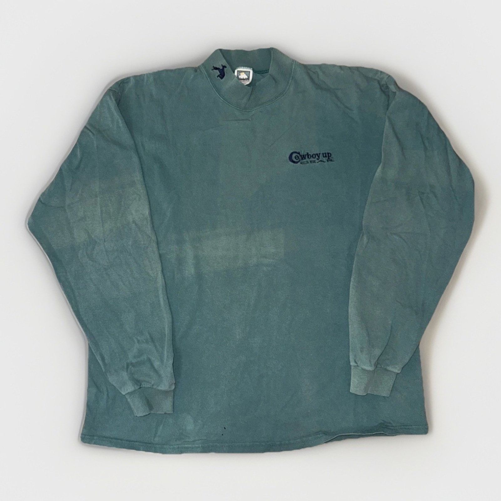 Vintage Vintage Cowboy Gear Mock Neck Long Sleeve Shirt Teal XL Size US XL / EU 56 / 4 - 1 Thumbnail