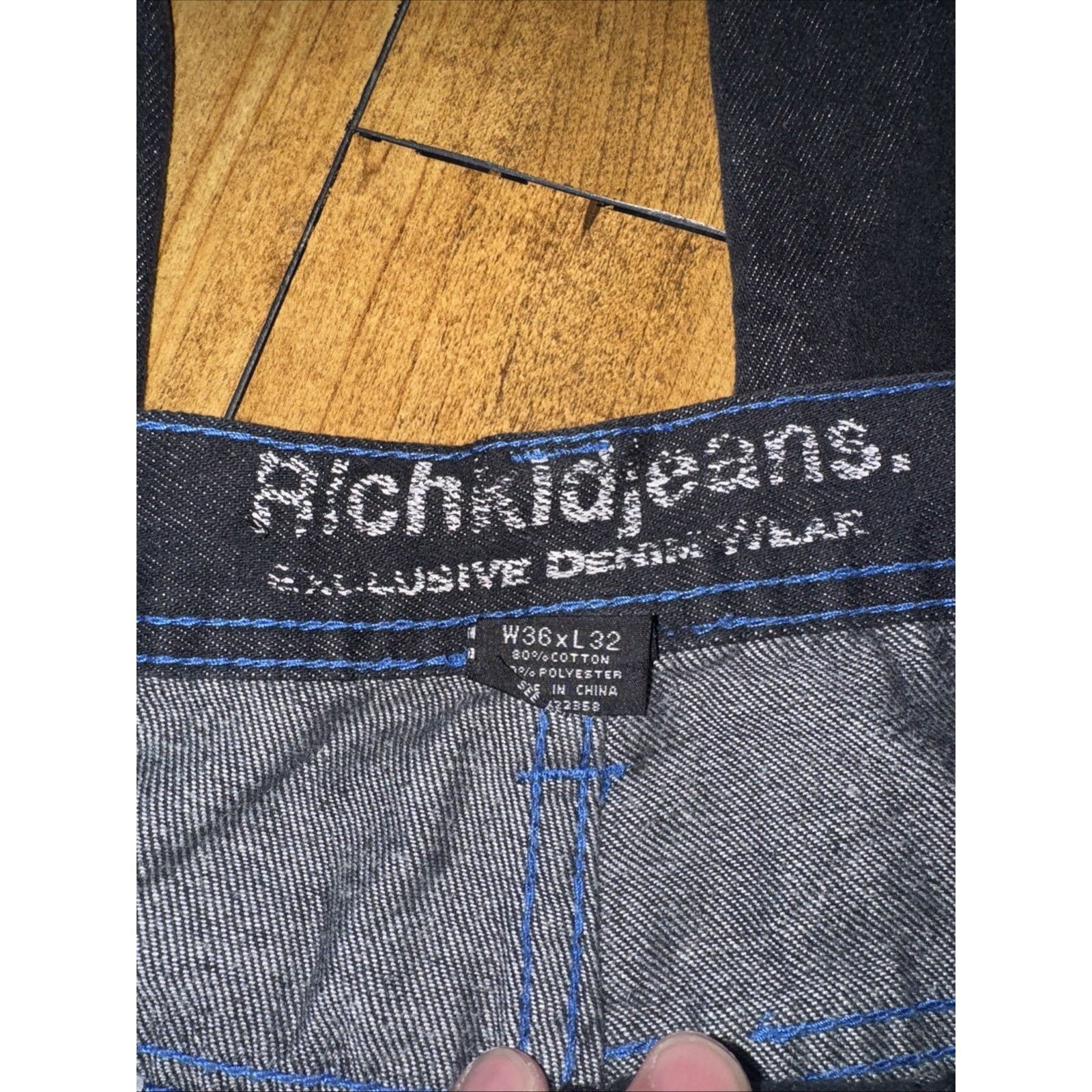 Vintage Rich Kid Jeans 36x32 Dark Wash Distressed Y2K Skater Size US 36 / EU 52 - 11 Thumbnail