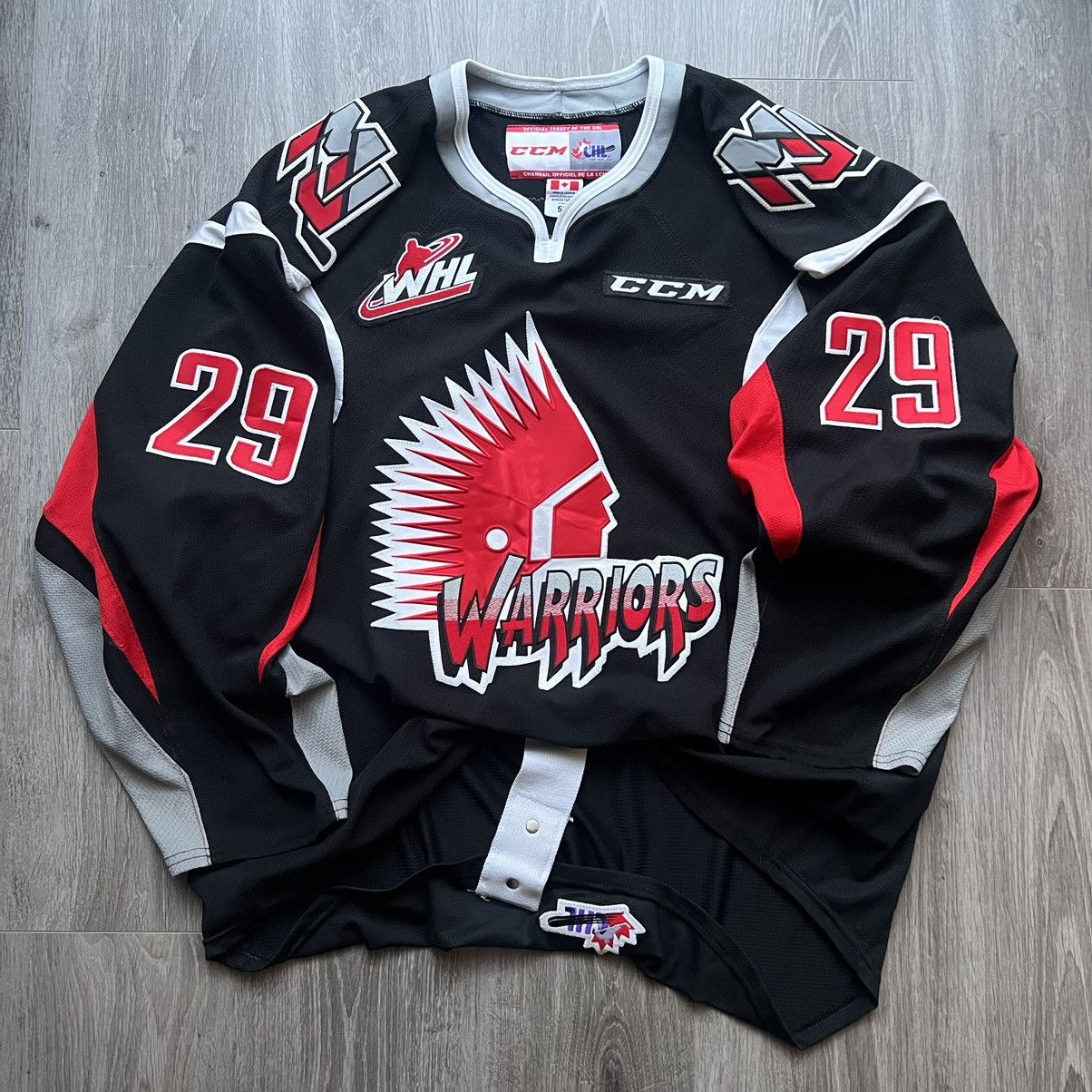 image of Moose Jaw Warriors Ccm Hockey Jersey Game Worn in Black, Men's (Size XL)
