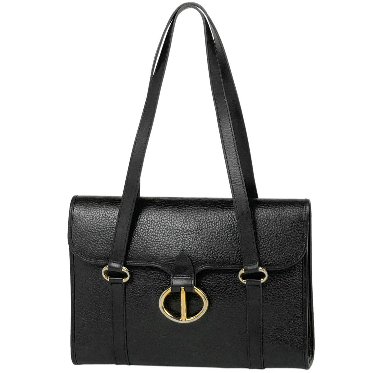 image of Christian Dior Logo Handbag Tote Bag Vintage Leather Black, Women's
