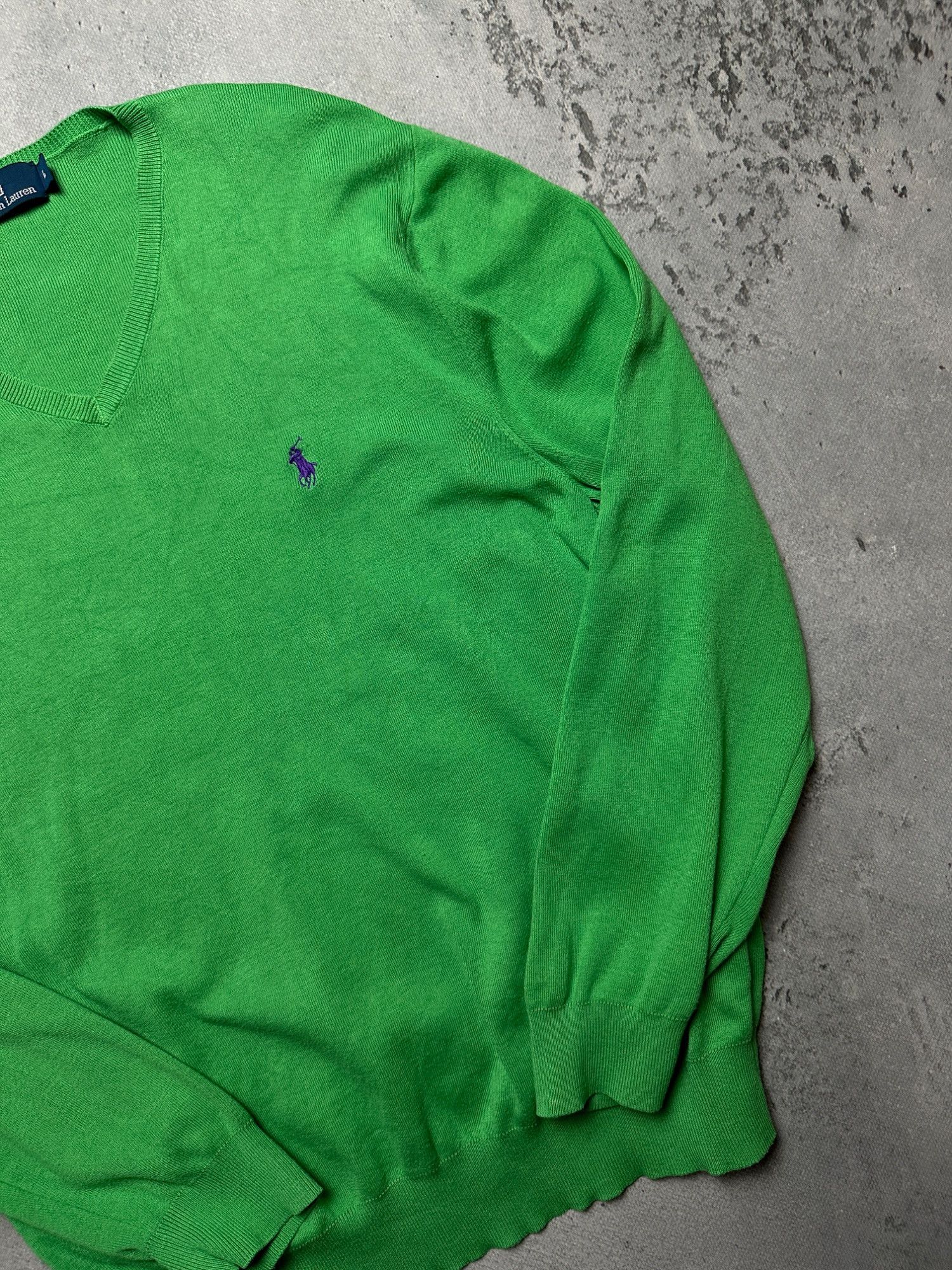 Polo Ralph Lauren Polo Ralph Lauren Green V-Neck y2k Sweater Purple Pony 90s Size US L / EU 52-54 / 3 - 6 Thumbnail