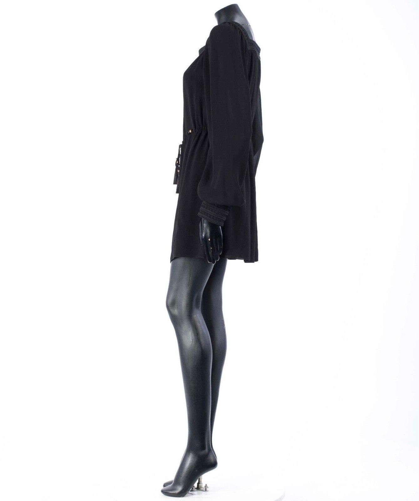 Saint Laurent Paris SAINT LAURENT 3690$ Embroidered Dress In Black Silk Crepe Size S / US 4 / IT 40 - 10 Thumbnail