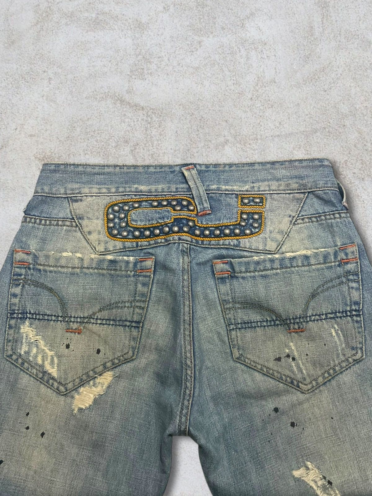 Japanese Brand Vintage Italian CJ Distressed Splatter Piercing Beads Jeans Size US 30 / EU 46 - 2 Thumbnail