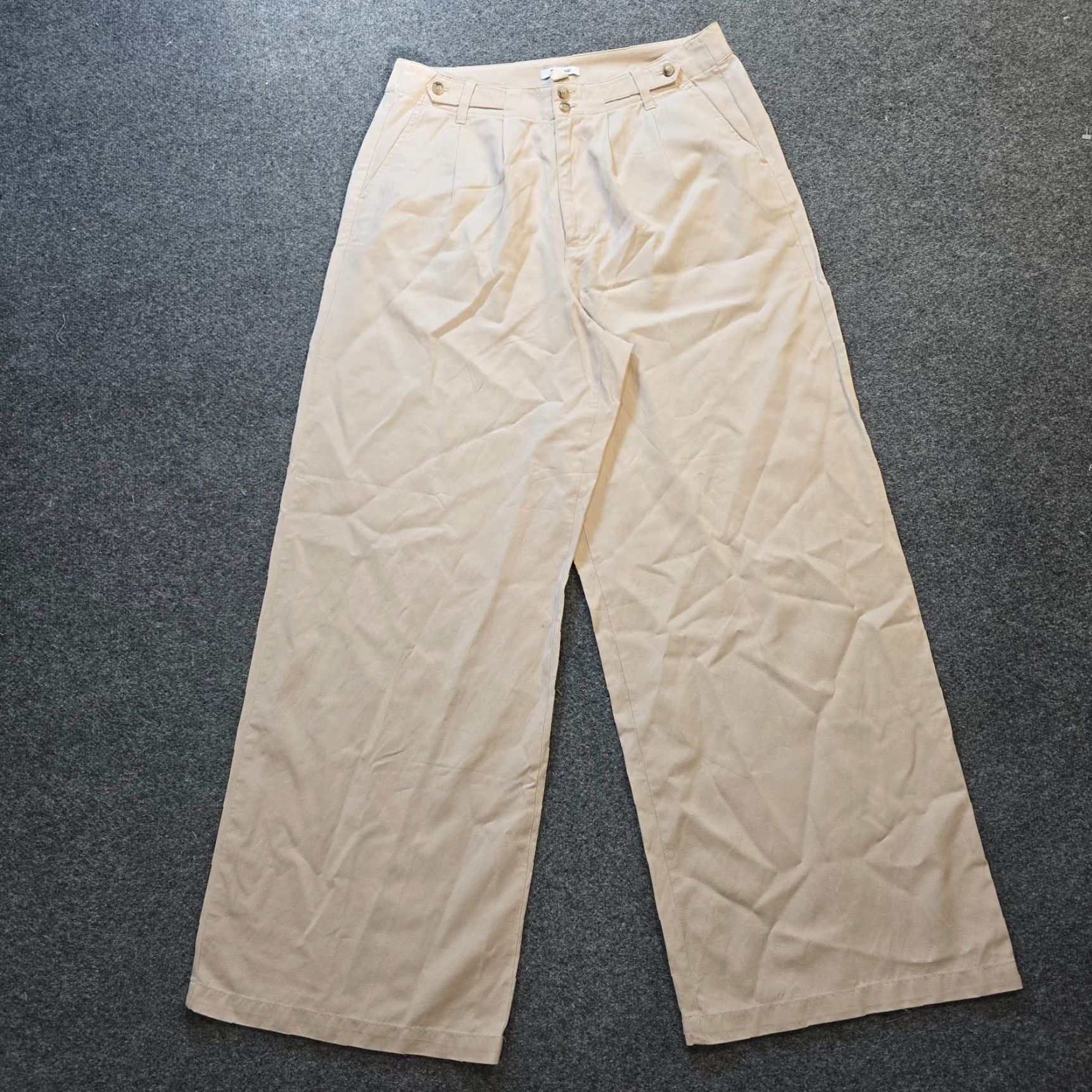 Madewell Madewell Pants Womens Size 12 Tall Beige Khaki Wide-Leg Pleated Capsule Casual Size 34" / US 12 / IT 48 - 2 Thumbnail