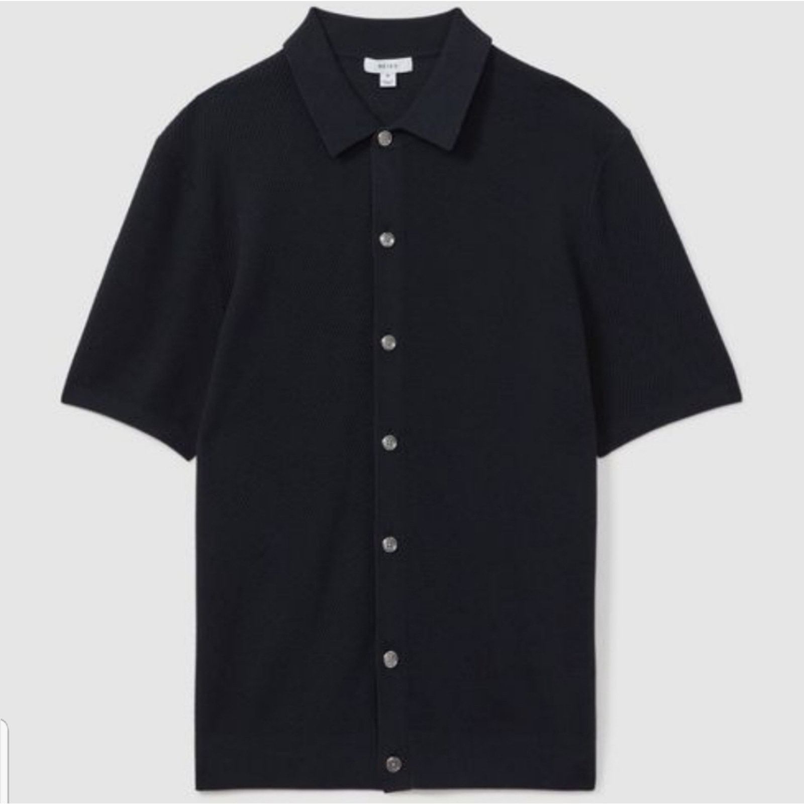 Reiss REISS Bravo Cotton Blend Textured Shirt, Size M Colour Navy Size US M / EU 48-50 / 2 - 2 Thumbnail