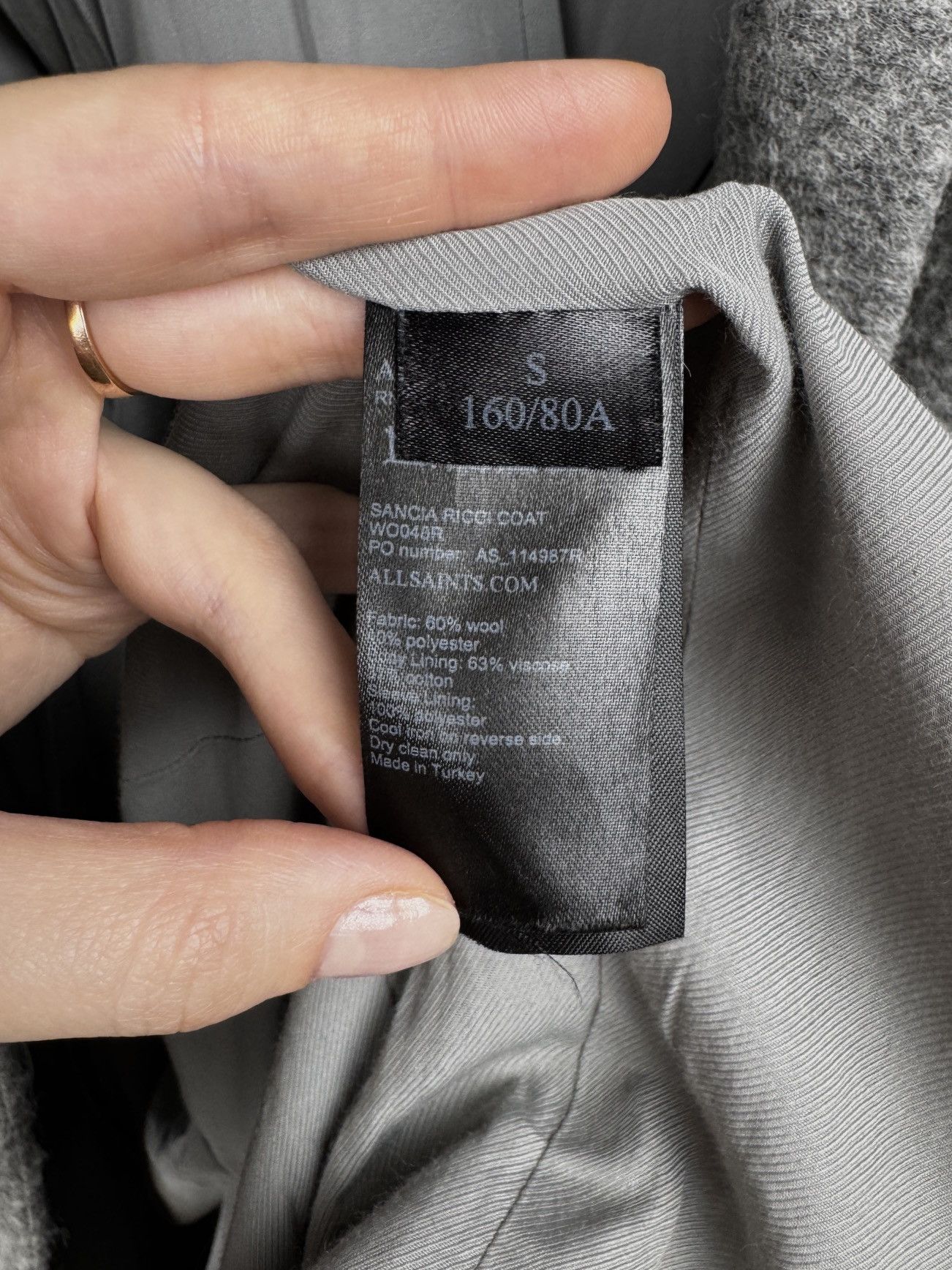 Allsaints AllSaints Sancia Ricci Wool Blend Italian Cloth Grey Coat Size S / US 4 / IT 40 - 9 Thumbnail