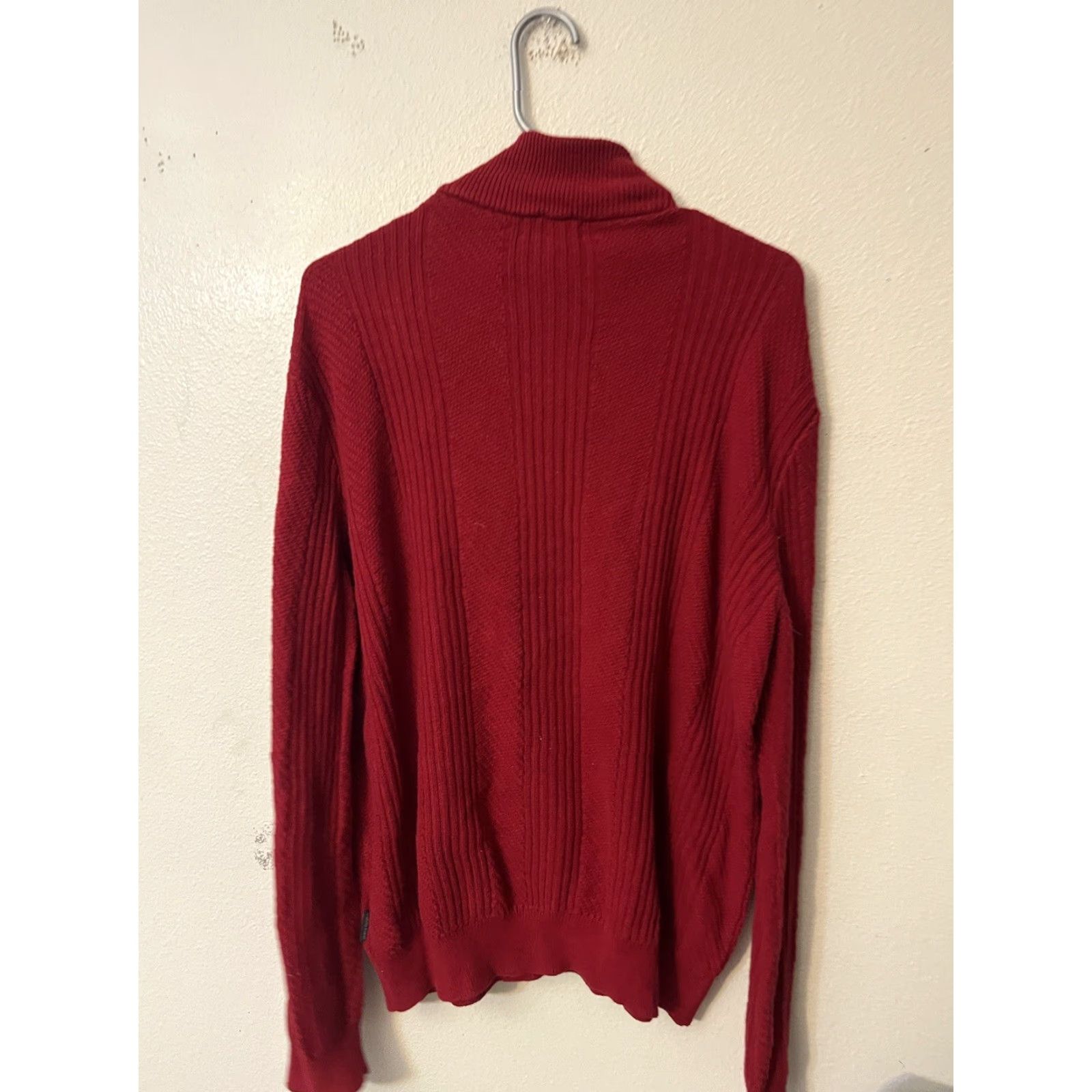 Calvin Klein Calvin Klein Men's Sweater 1/4 Zip Mock Neck Large Red Ribbed Men's Size US L / EU 52-54 / 3 - 3 Thumbnail