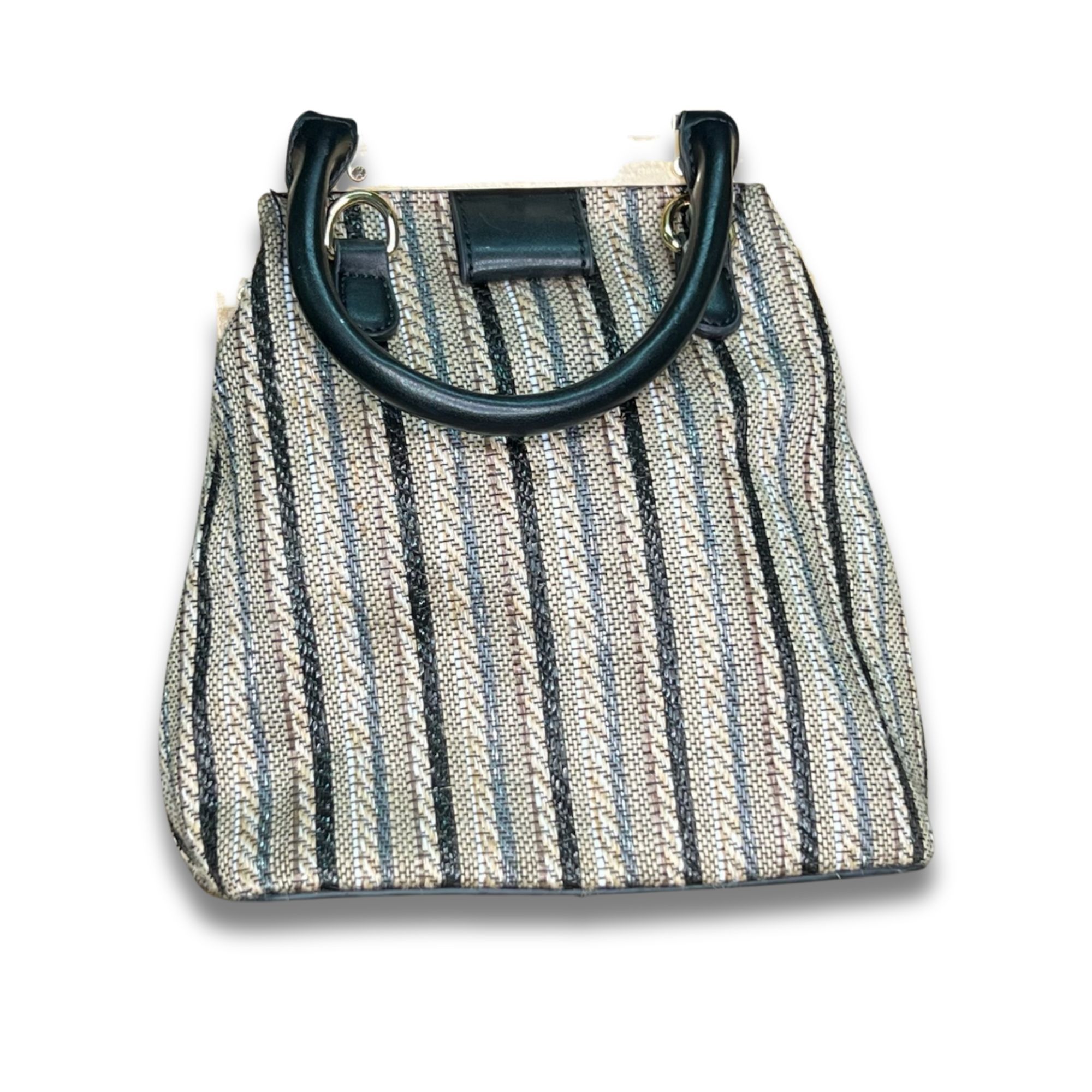 Other Street Level Striped Woven Fabric Handbag With Black & Wood Size ONE SIZE - 2 Thumbnail