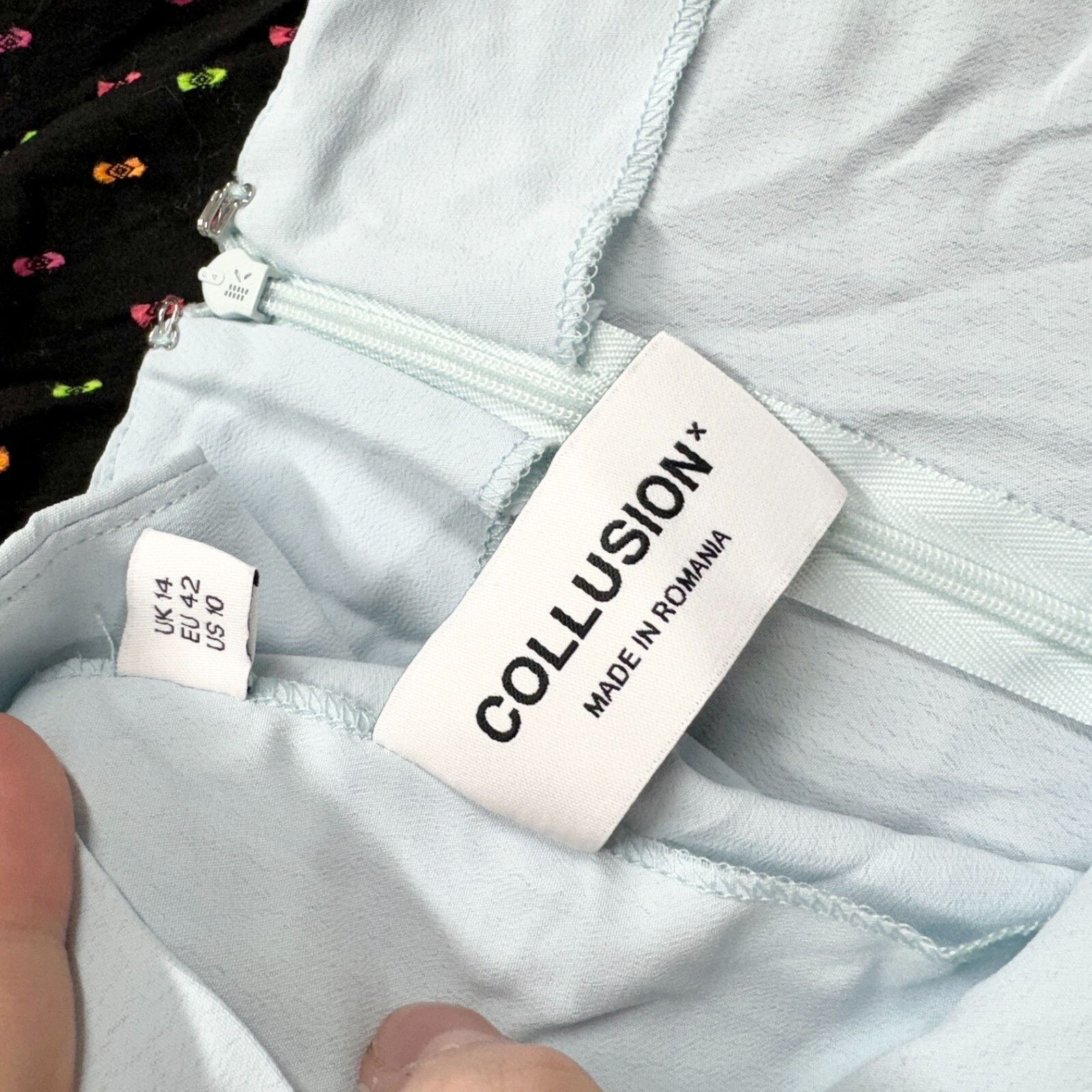 Other COLLUSION Size 10 Light Blue Silky A Line Mini Skirt Casual Size 32" / US 10 / IT 46 - 3 Thumbnail