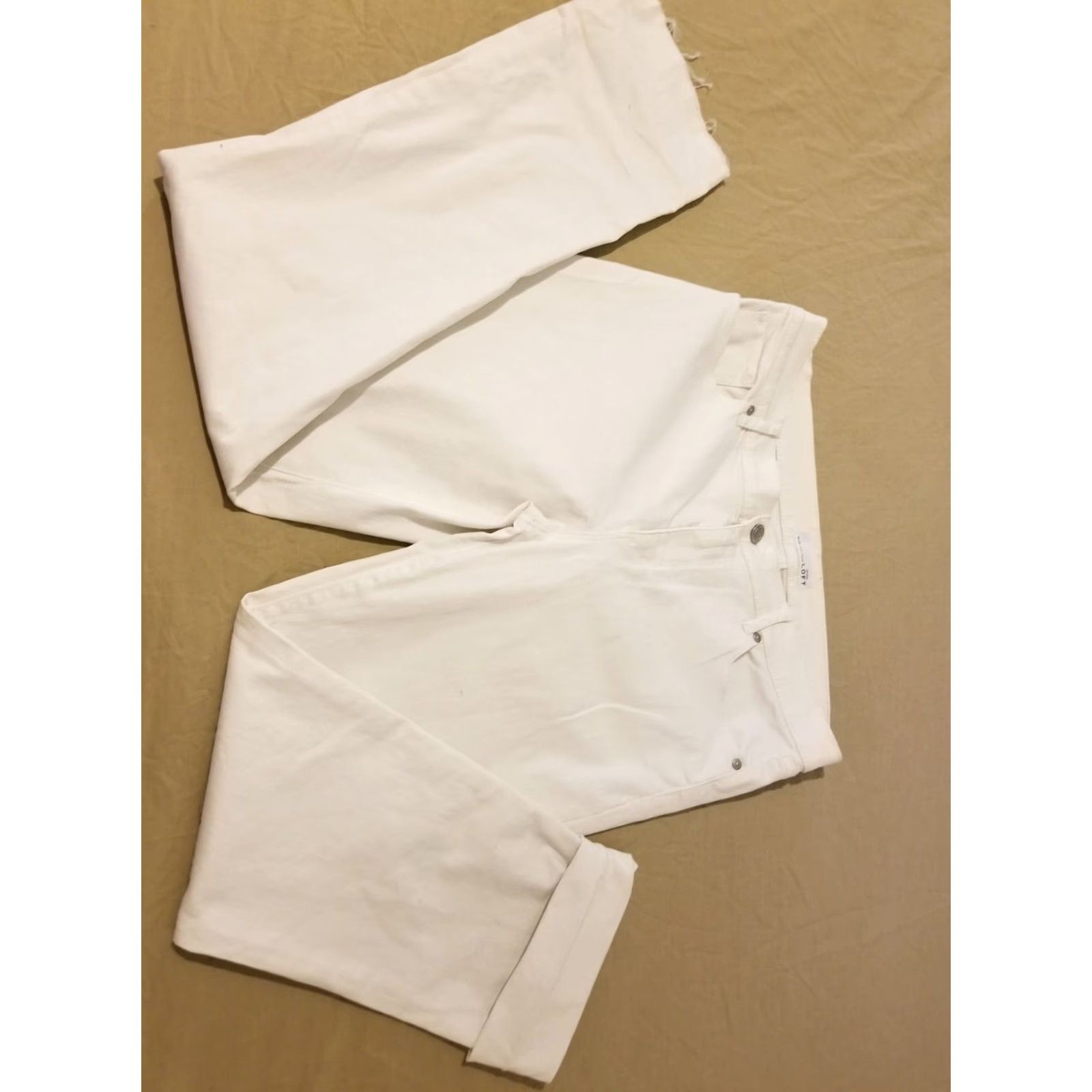 Ann Taylor Womens Ann Taylor Jeans Pants 12 White Denim Stretch Skinny Regular Size 12 Womens Jeans Size 34" / US 12 / IT 48 - 3 Thumbnail