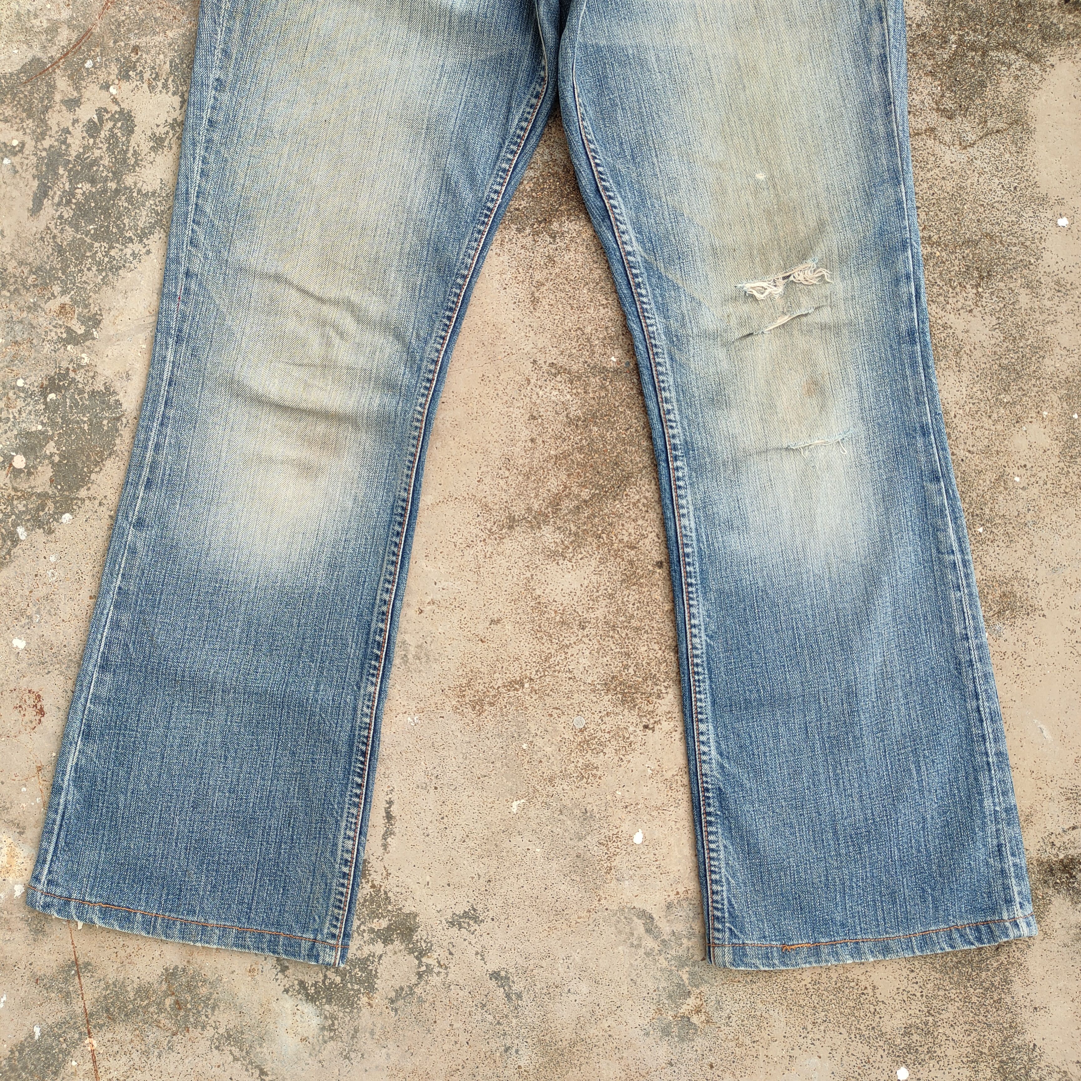 Japanese Brand W31 vtg blue cult flare button fly denim jeans pants Size US 31 - 5 Thumbnail